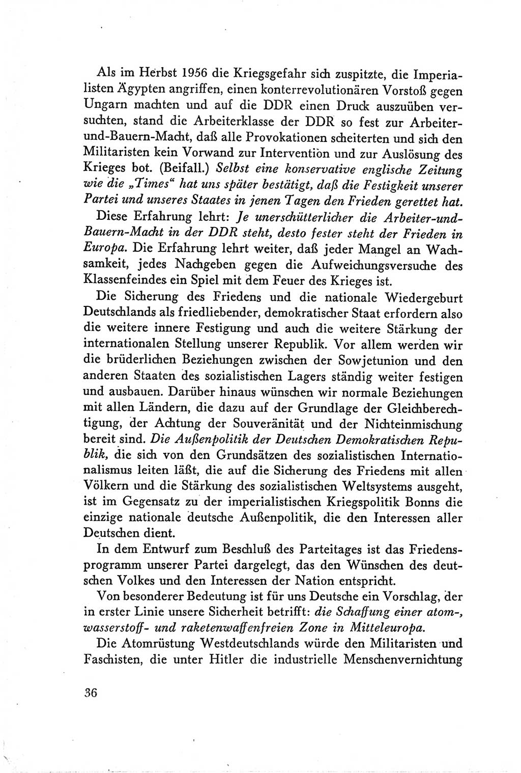 Protokoll der Verhandlungen des Ⅴ. Parteitages der Sozialistischen Einheitspartei Deutschlands (SED) [Deutsche Demokratische Republik (DDR)] 1958, Seite 36