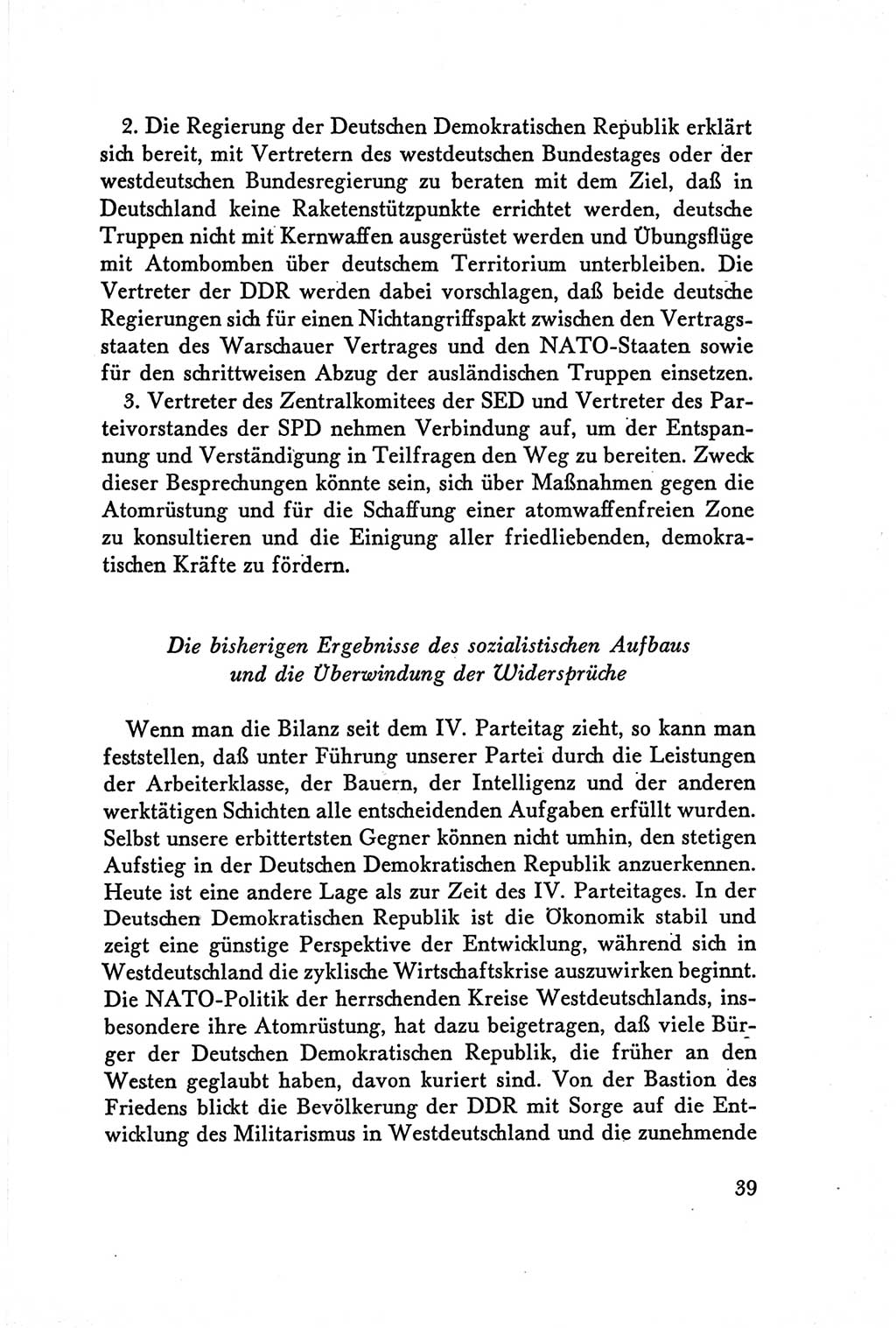 Protokoll der Verhandlungen des Ⅴ. Parteitages der Sozialistischen Einheitspartei Deutschlands (SED) [Deutsche Demokratische Republik (DDR)] 1958, Seite 39