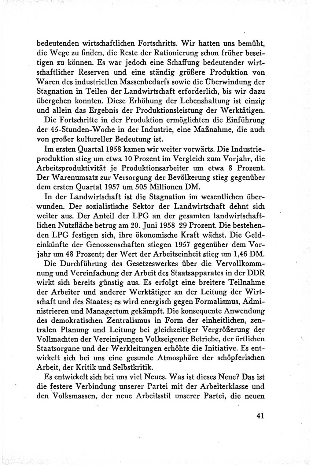 Protokoll der Verhandlungen des Ⅴ. Parteitages der Sozialistischen Einheitspartei Deutschlands (SED) [Deutsche Demokratische Republik (DDR)] 1958, Seite 41