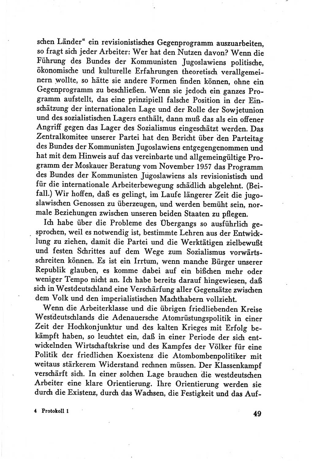 Protokoll der Verhandlungen des Ⅴ. Parteitages der Sozialistischen Einheitspartei Deutschlands (SED) [Deutsche Demokratische Republik (DDR)] 1958, Seite 49