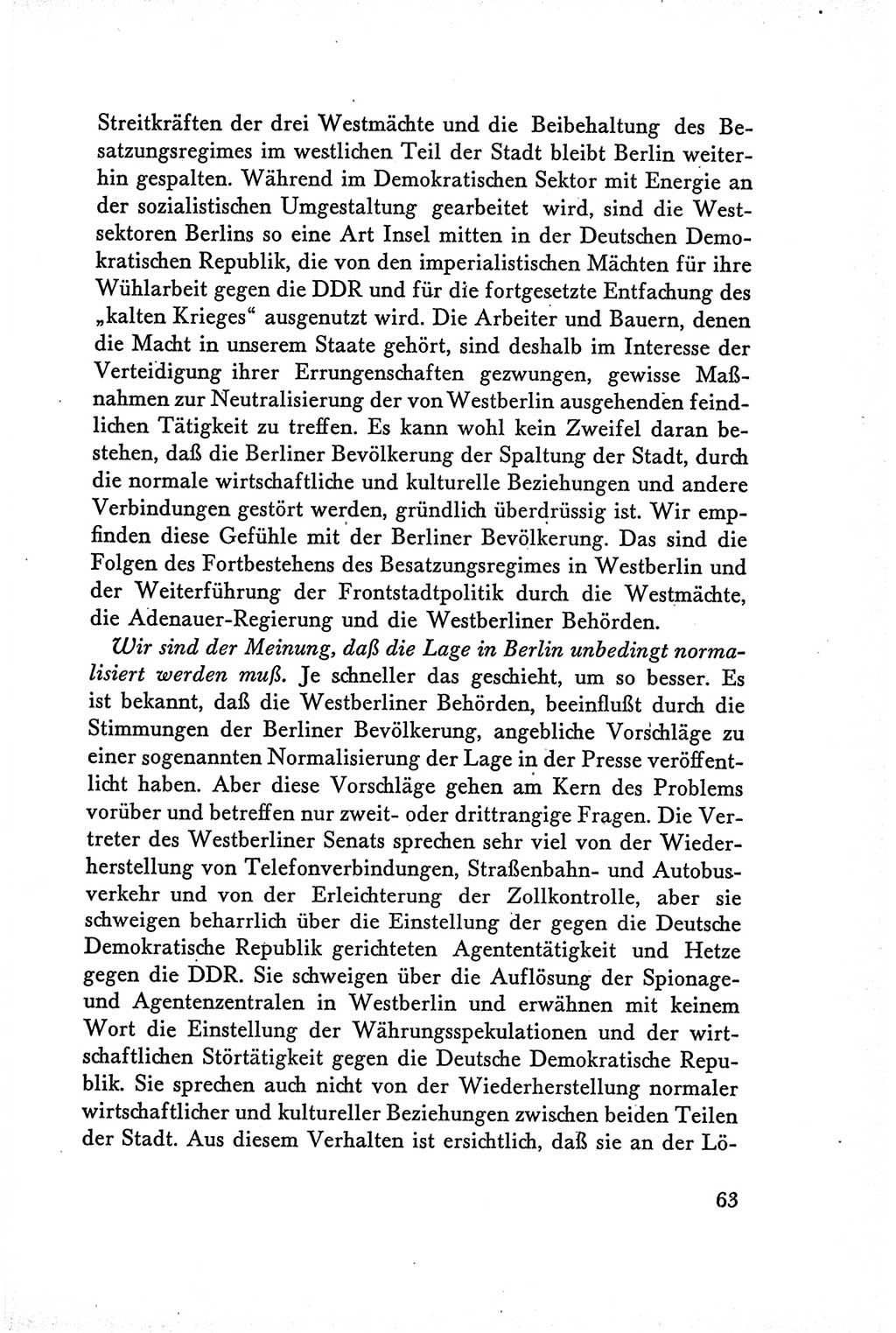 Protokoll der Verhandlungen des Ⅴ. Parteitages der Sozialistischen Einheitspartei Deutschlands (SED) [Deutsche Demokratische Republik (DDR)] 1958, Seite 63