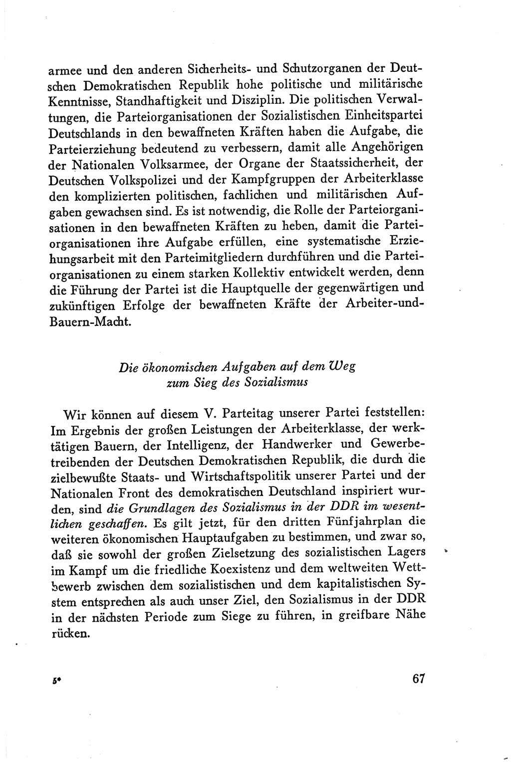 Protokoll der Verhandlungen des Ⅴ. Parteitages der Sozialistischen Einheitspartei Deutschlands (SED) [Deutsche Demokratische Republik (DDR)] 1958, Seite 67