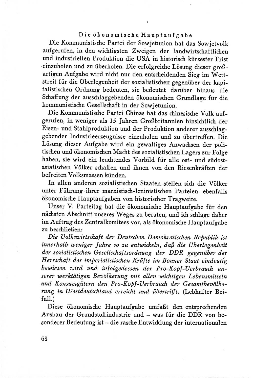 Protokoll der Verhandlungen des Ⅴ. Parteitages der Sozialistischen Einheitspartei Deutschlands (SED) [Deutsche Demokratische Republik (DDR)] 1958, Seite 68