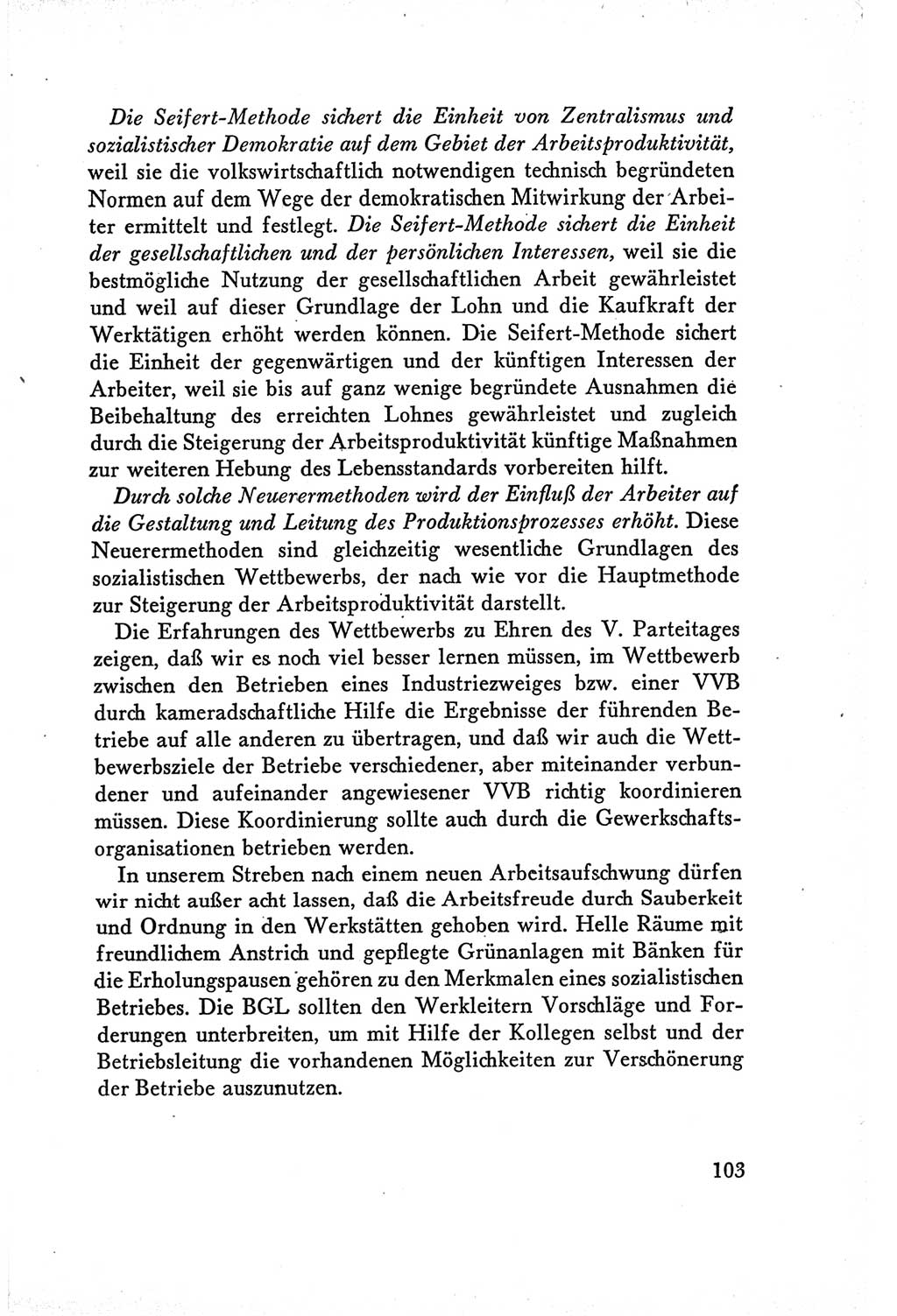 Protokoll der Verhandlungen des Ⅴ. Parteitages der Sozialistischen Einheitspartei Deutschlands (SED) [Deutsche Demokratische Republik (DDR)] 1958, Seite 103