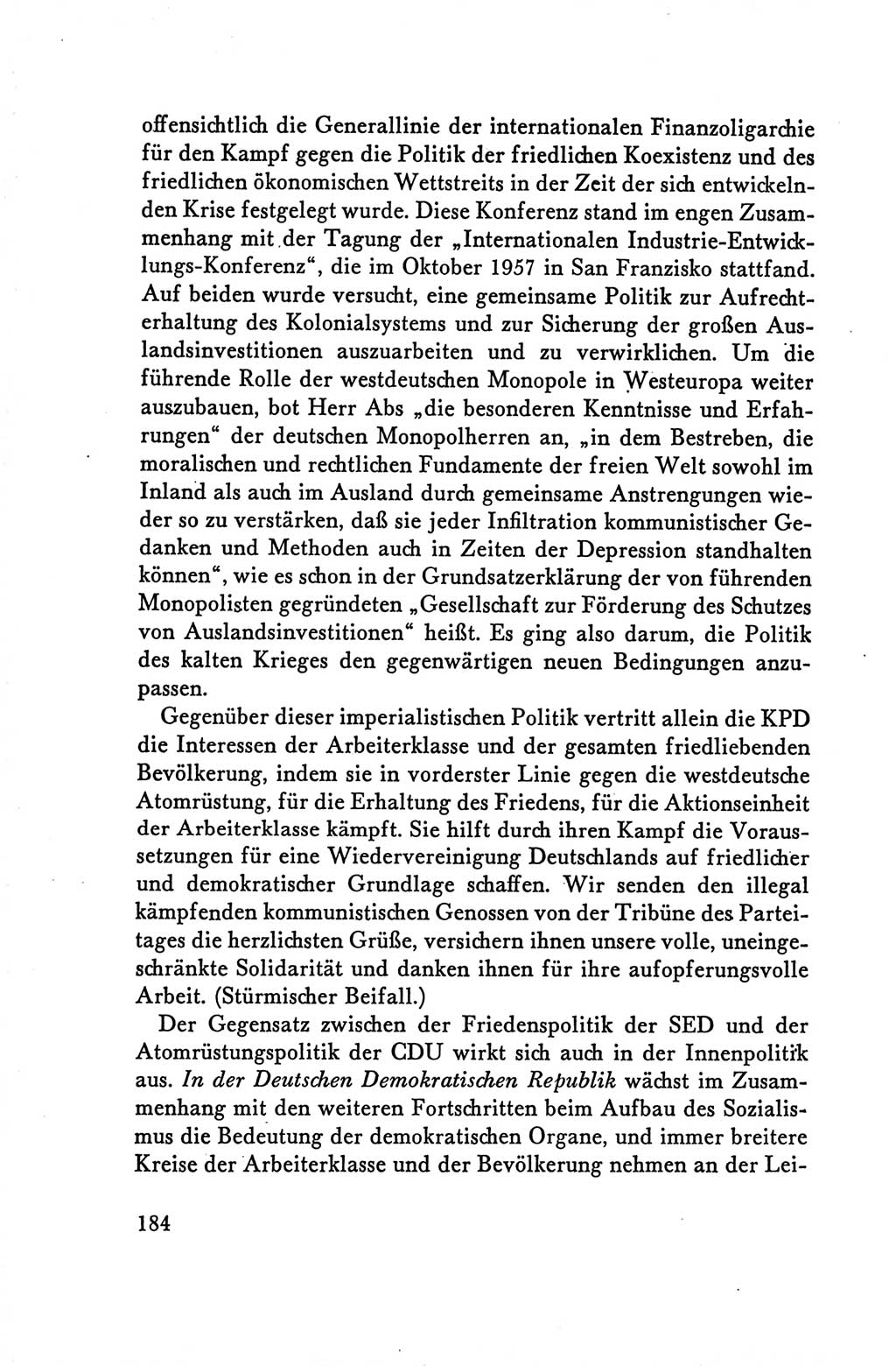 Protokoll der Verhandlungen des Ⅴ. Parteitages der Sozialistischen Einheitspartei Deutschlands (SED) [Deutsche Demokratische Republik (DDR)] 1958, Seite 184
