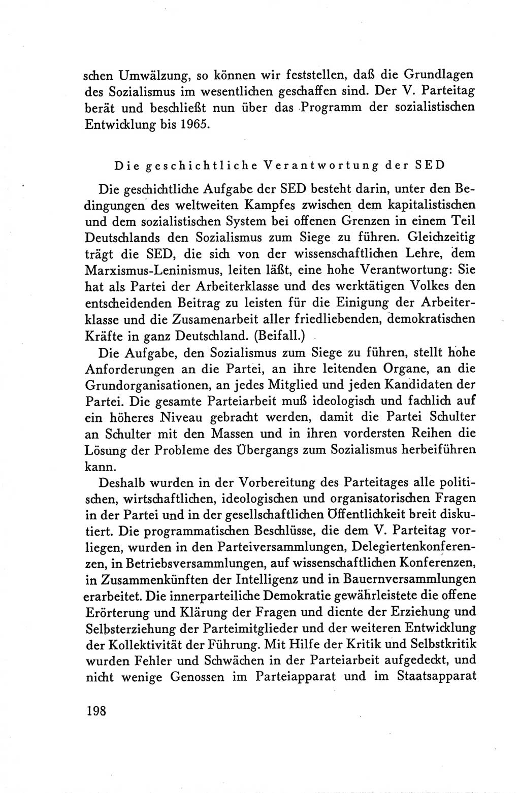 Protokoll der Verhandlungen des Ⅴ. Parteitages der Sozialistischen Einheitspartei Deutschlands (SED) [Deutsche Demokratische Republik (DDR)] 1958, Seite 198