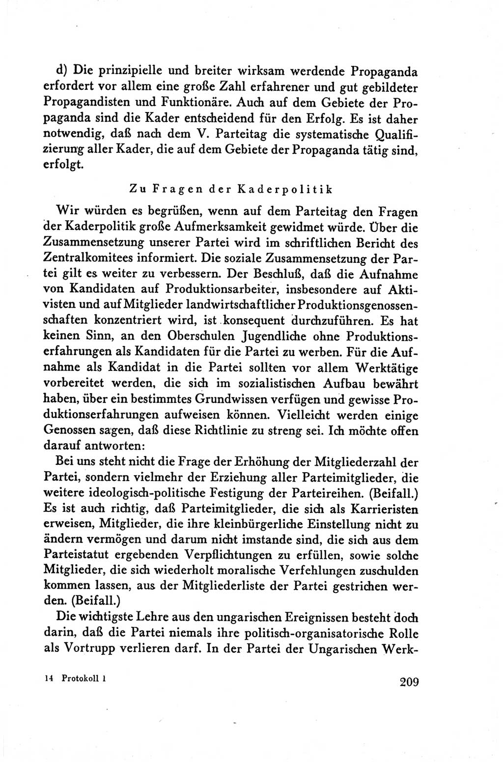 Protokoll der Verhandlungen des Ⅴ. Parteitages der Sozialistischen Einheitspartei Deutschlands (SED) [Deutsche Demokratische Republik (DDR)] 1958, Seite 209