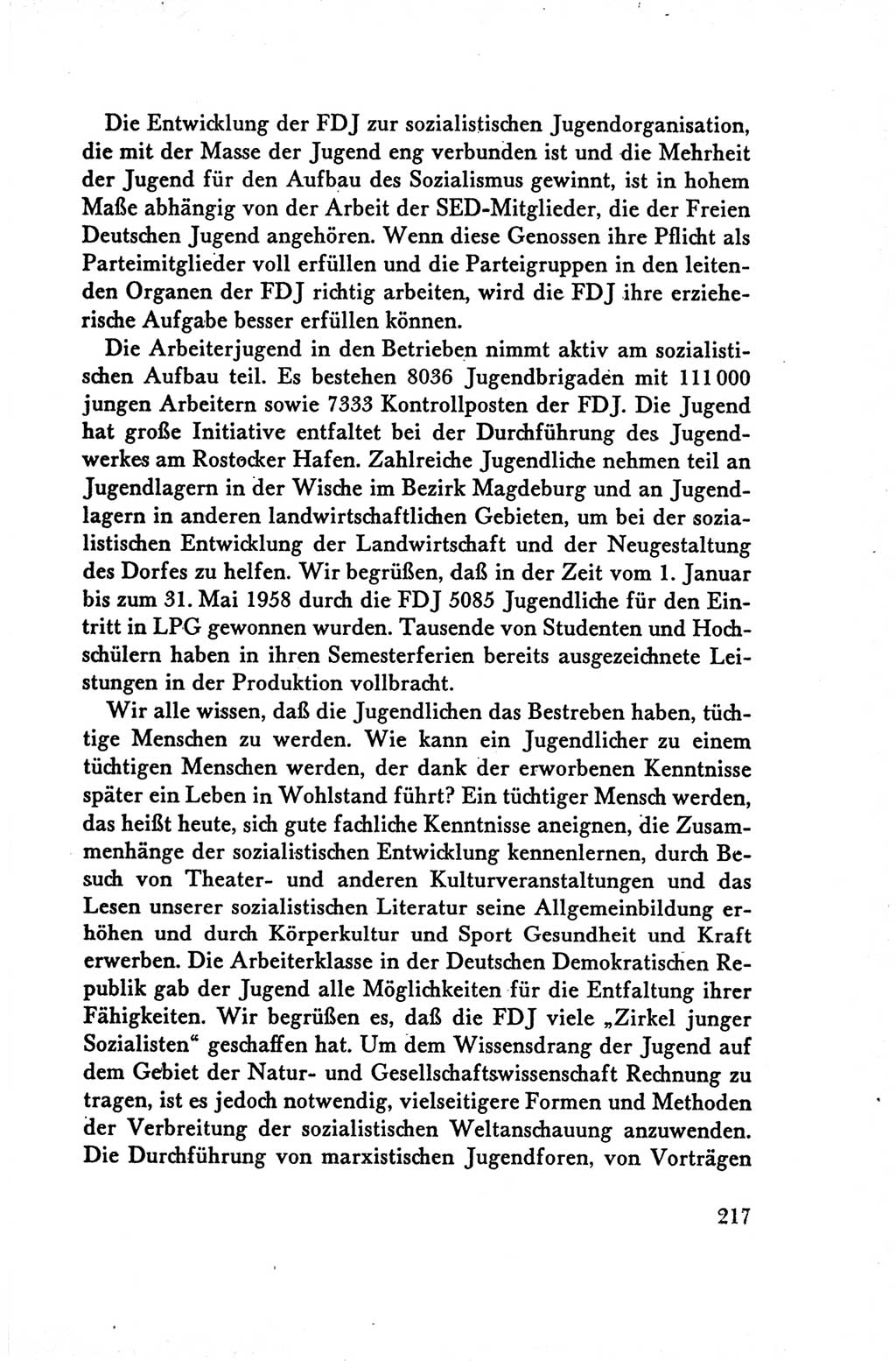 Protokoll der Verhandlungen des Ⅴ. Parteitages der Sozialistischen Einheitspartei Deutschlands (SED) [Deutsche Demokratische Republik (DDR)] 1958, Seite 217