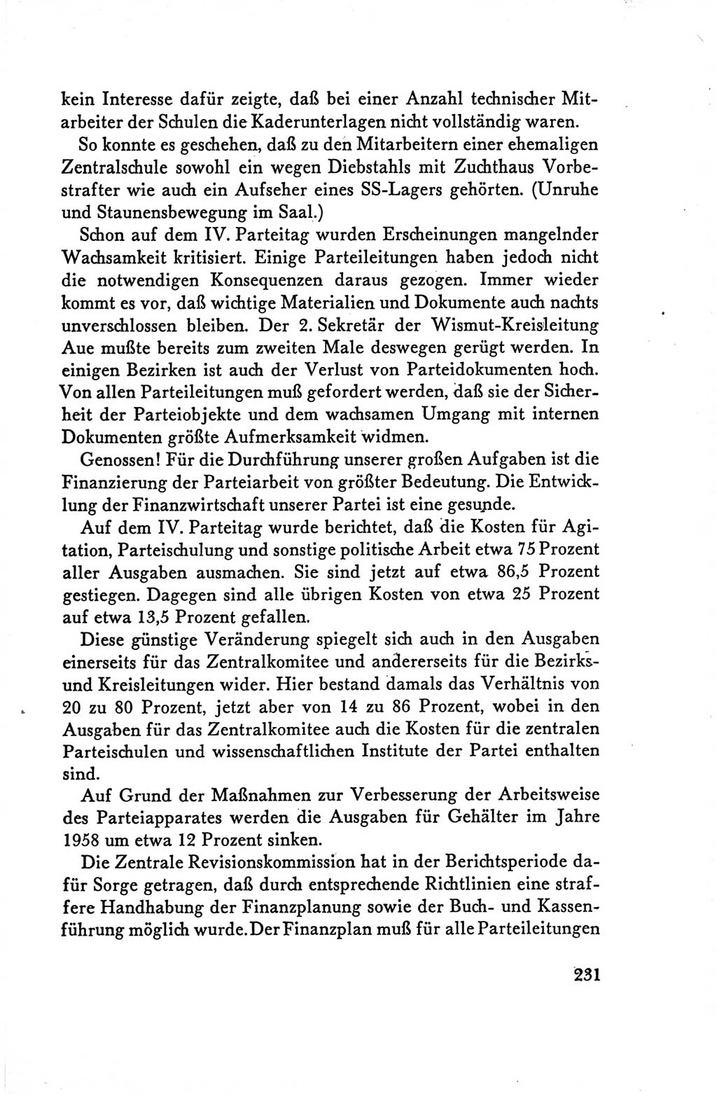Protokoll der Verhandlungen des Ⅴ. Parteitages der Sozialistischen Einheitspartei Deutschlands (SED) [Deutsche Demokratische Republik (DDR)] 1958, Seite 231