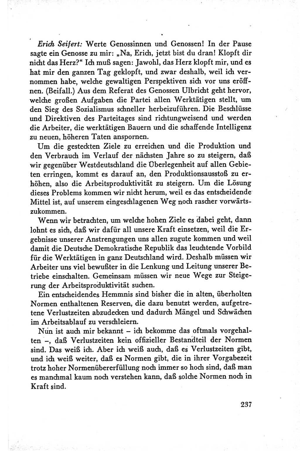 Protokoll der Verhandlungen des Ⅴ. Parteitages der Sozialistischen Einheitspartei Deutschlands (SED) [Deutsche Demokratische Republik (DDR)] 1958, Seite 237
