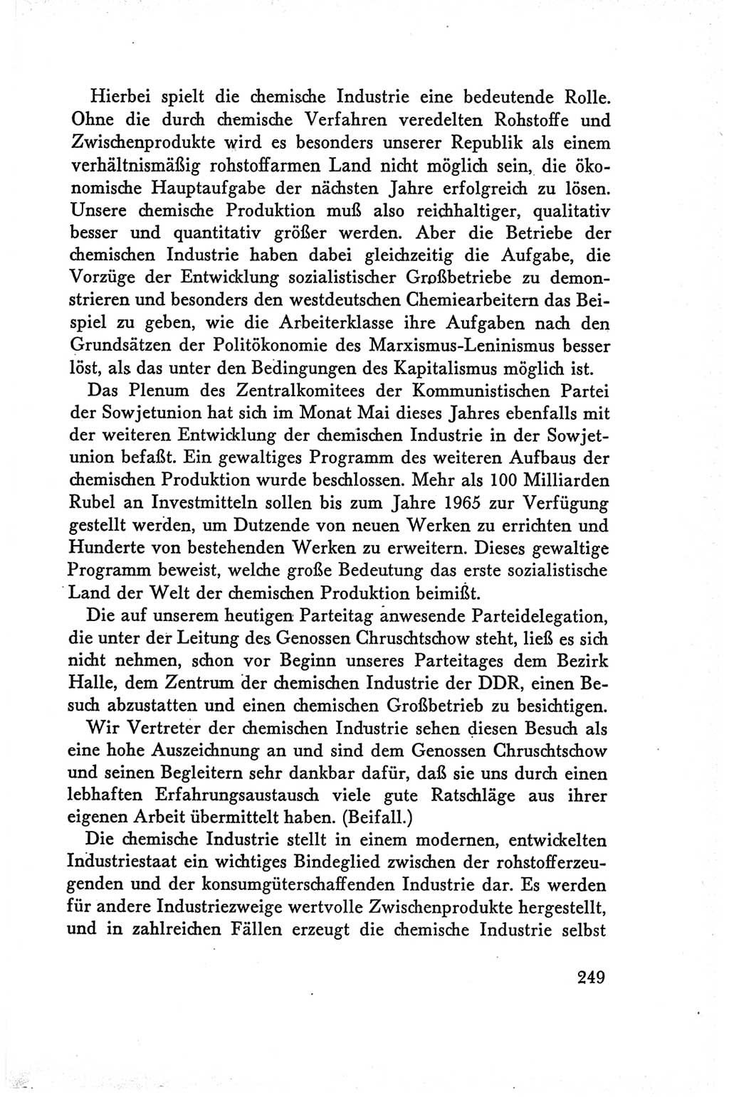 Protokoll der Verhandlungen des Ⅴ. Parteitages der Sozialistischen Einheitspartei Deutschlands (SED) [Deutsche Demokratische Republik (DDR)] 1958, Seite 249
