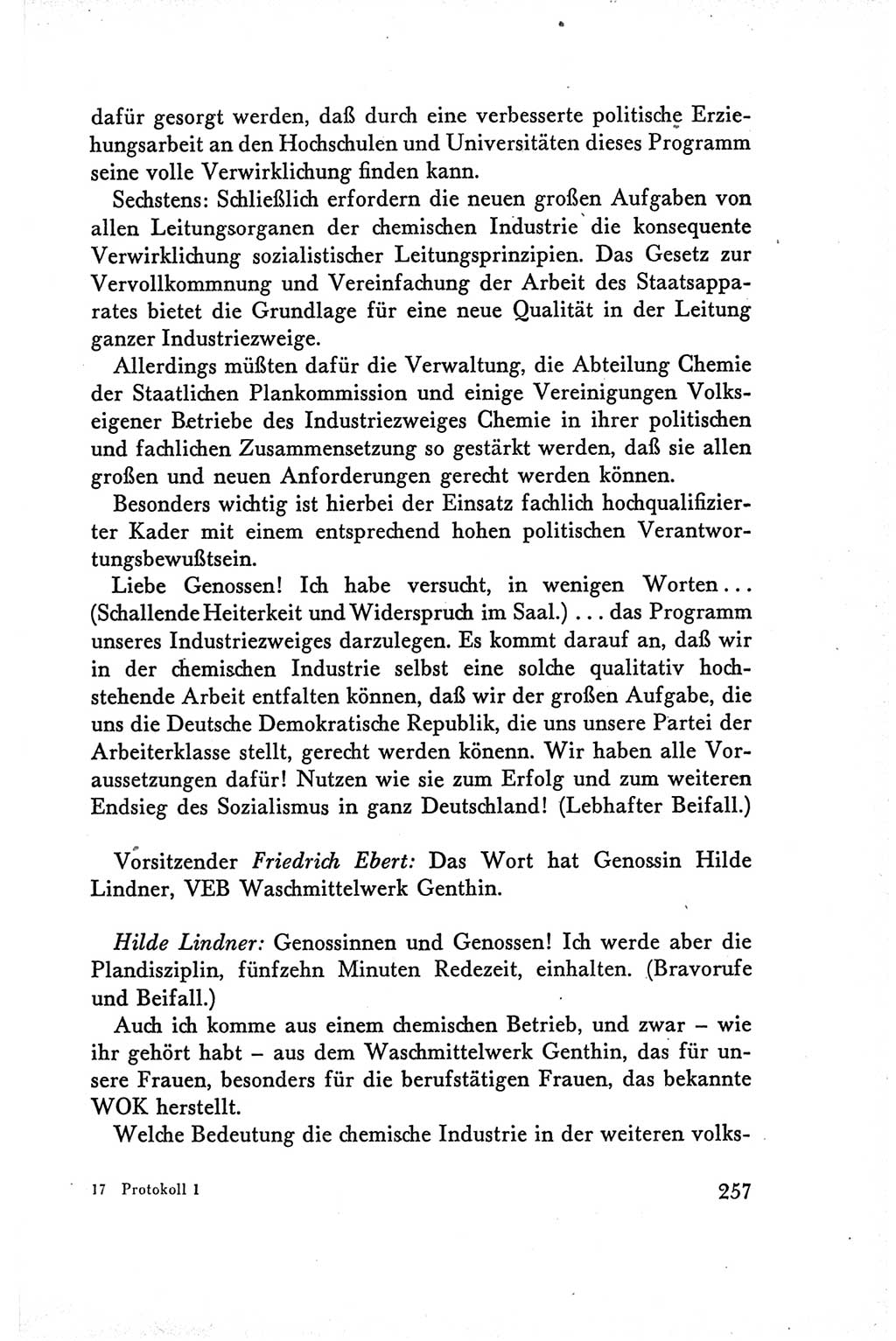 Protokoll der Verhandlungen des Ⅴ. Parteitages der Sozialistischen Einheitspartei Deutschlands (SED) [Deutsche Demokratische Republik (DDR)] 1958, Seite 257