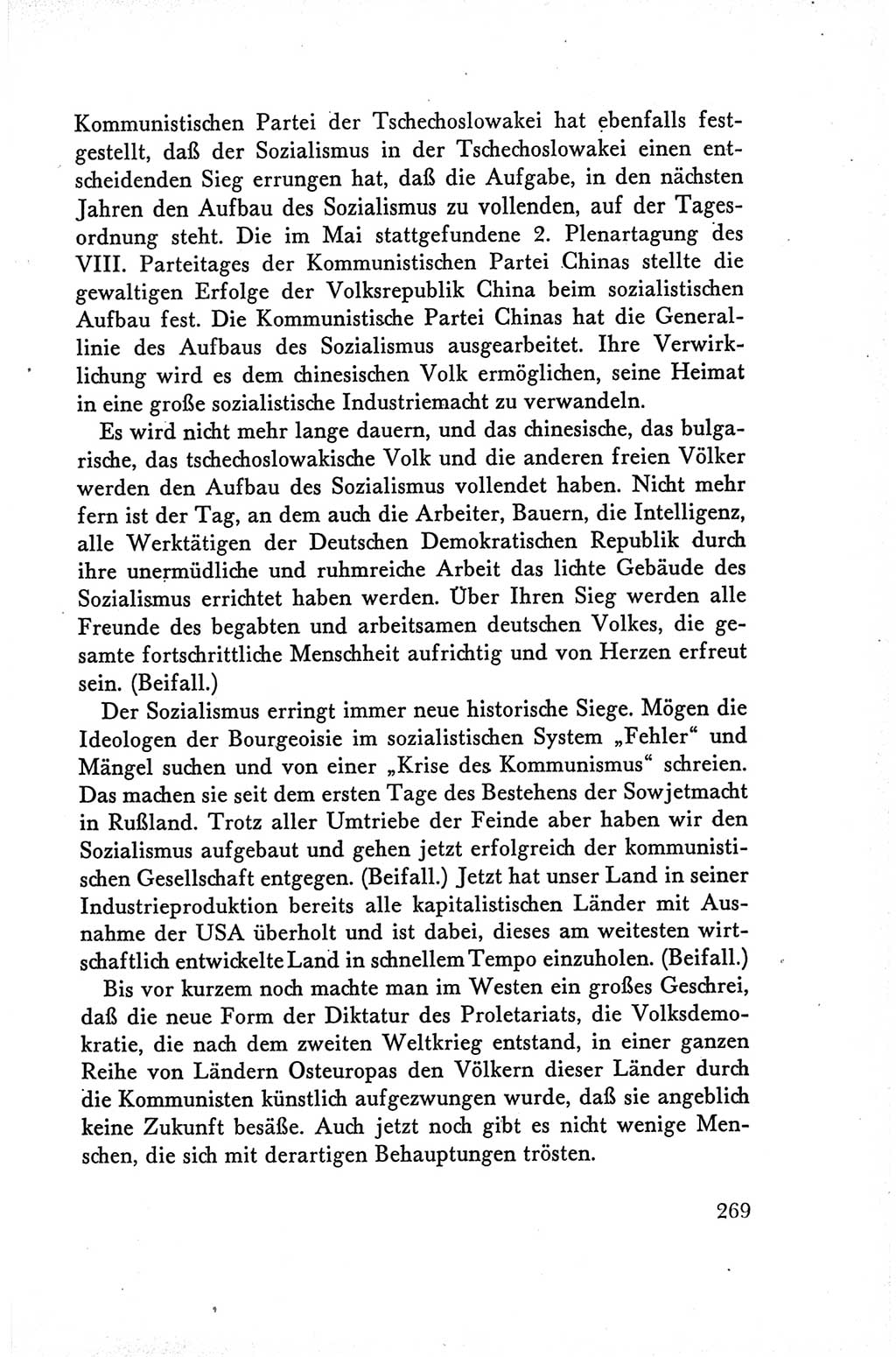 Protokoll der Verhandlungen des Ⅴ. Parteitages der Sozialistischen Einheitspartei Deutschlands (SED) [Deutsche Demokratische Republik (DDR)] 1958, Seite 269