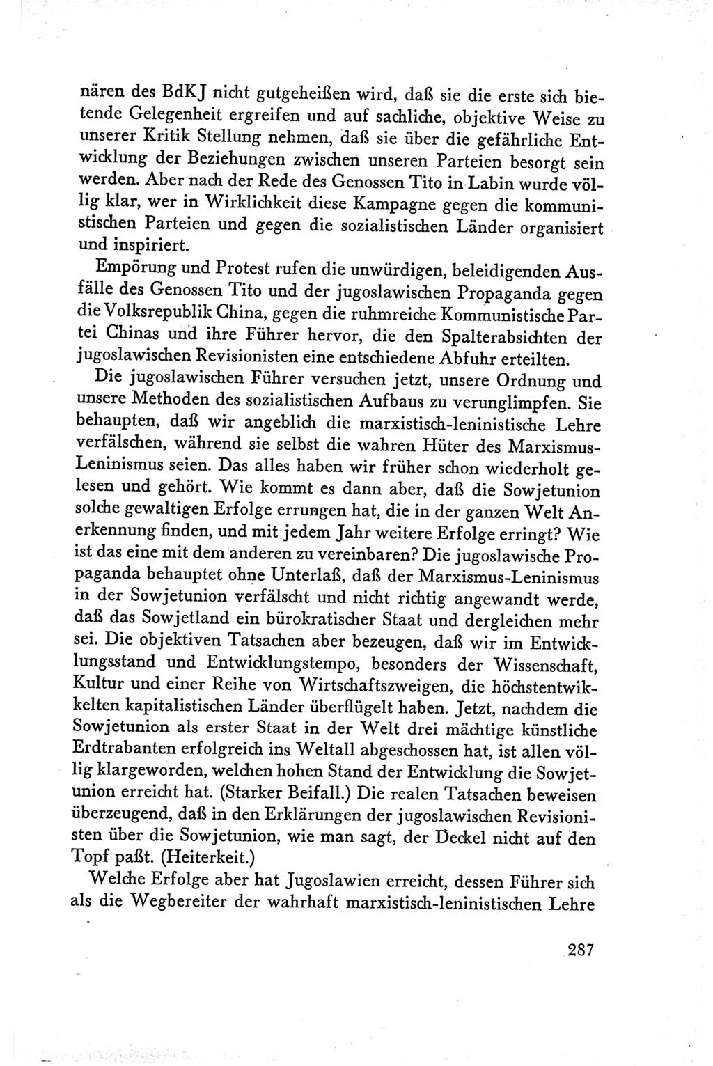 Protokoll der Verhandlungen des Ⅴ. Parteitages der Sozialistischen Einheitspartei Deutschlands (SED) [Deutsche Demokratische Republik (DDR)] 1958, Seite 287