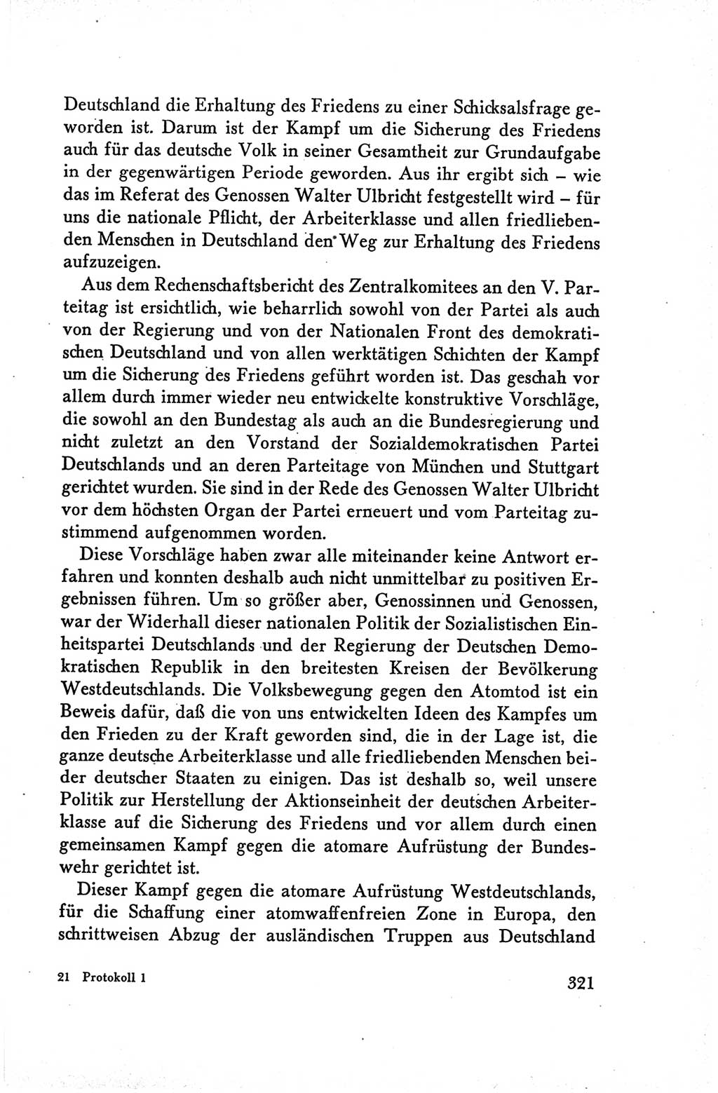 Protokoll der Verhandlungen des Ⅴ. Parteitages der Sozialistischen Einheitspartei Deutschlands (SED) [Deutsche Demokratische Republik (DDR)] 1958, Seite 321