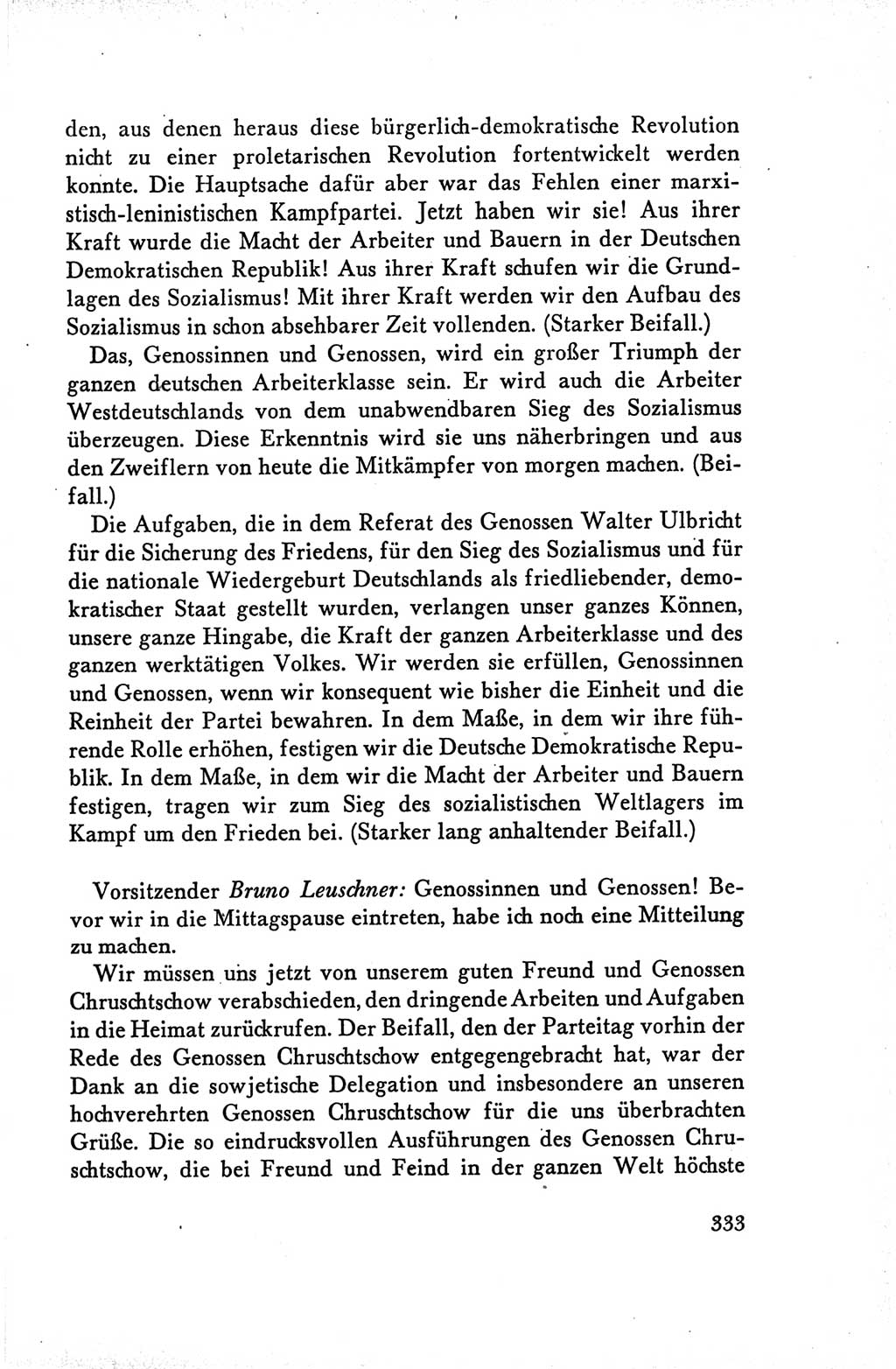 Protokoll der Verhandlungen des Ⅴ. Parteitages der Sozialistischen Einheitspartei Deutschlands (SED) [Deutsche Demokratische Republik (DDR)] 1958, Seite 333