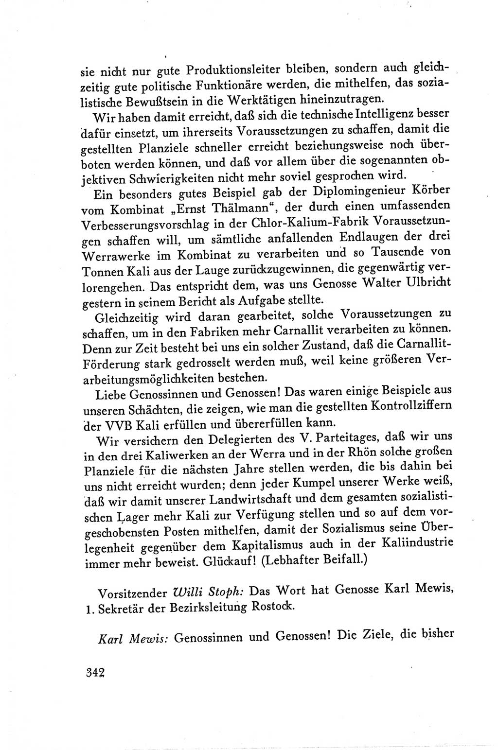Protokoll der Verhandlungen des Ⅴ. Parteitages der Sozialistischen Einheitspartei Deutschlands (SED) [Deutsche Demokratische Republik (DDR)] 1958, Seite 342