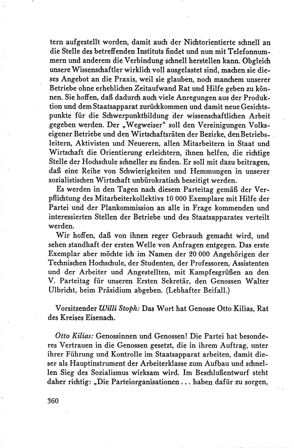 Protokoll der Verhandlungen des Ⅴ. Parteitages der Sozialistischen Einheitspartei Deutschlands (SED) [Deutsche Demokratische Republik (DDR)] 1958, Seite 360