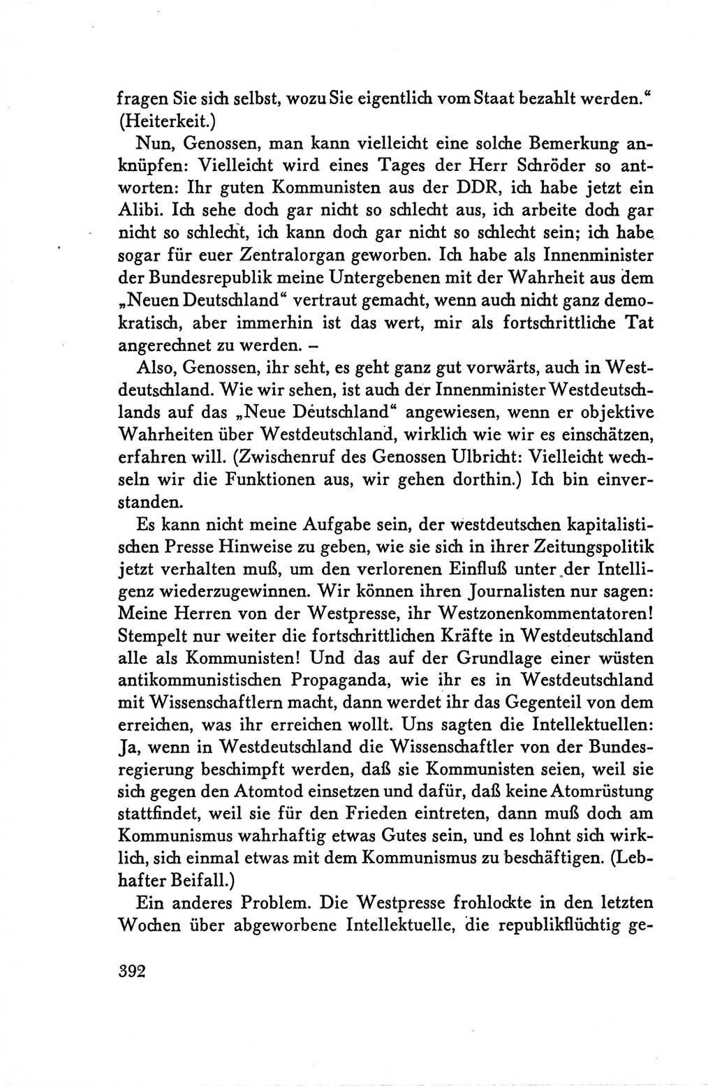 Protokoll der Verhandlungen des Ⅴ. Parteitages der Sozialistischen Einheitspartei Deutschlands (SED) [Deutsche Demokratische Republik (DDR)] 1958, Seite 392