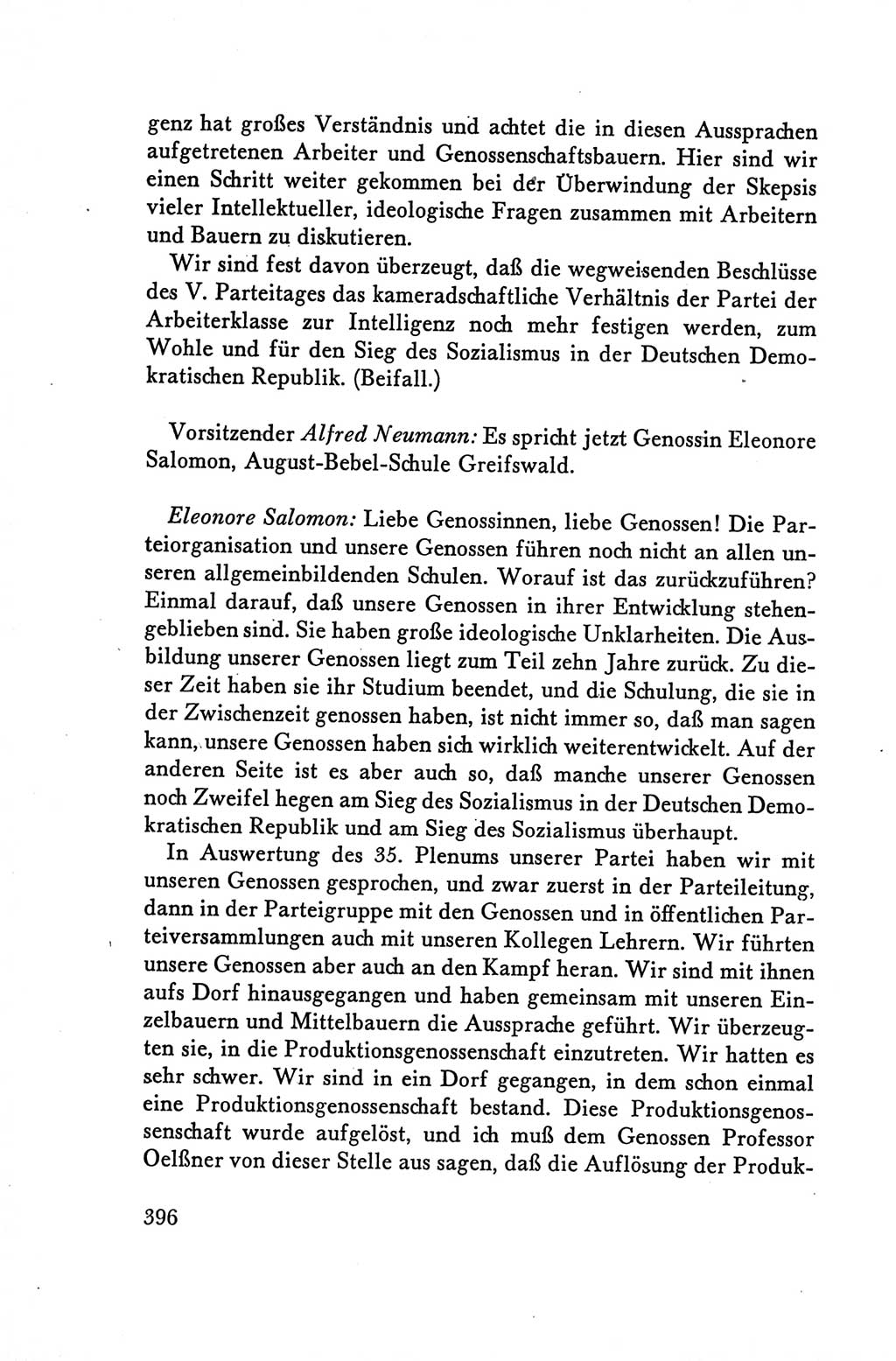 Protokoll der Verhandlungen des Ⅴ. Parteitages der Sozialistischen Einheitspartei Deutschlands (SED) [Deutsche Demokratische Republik (DDR)] 1958, Seite 396