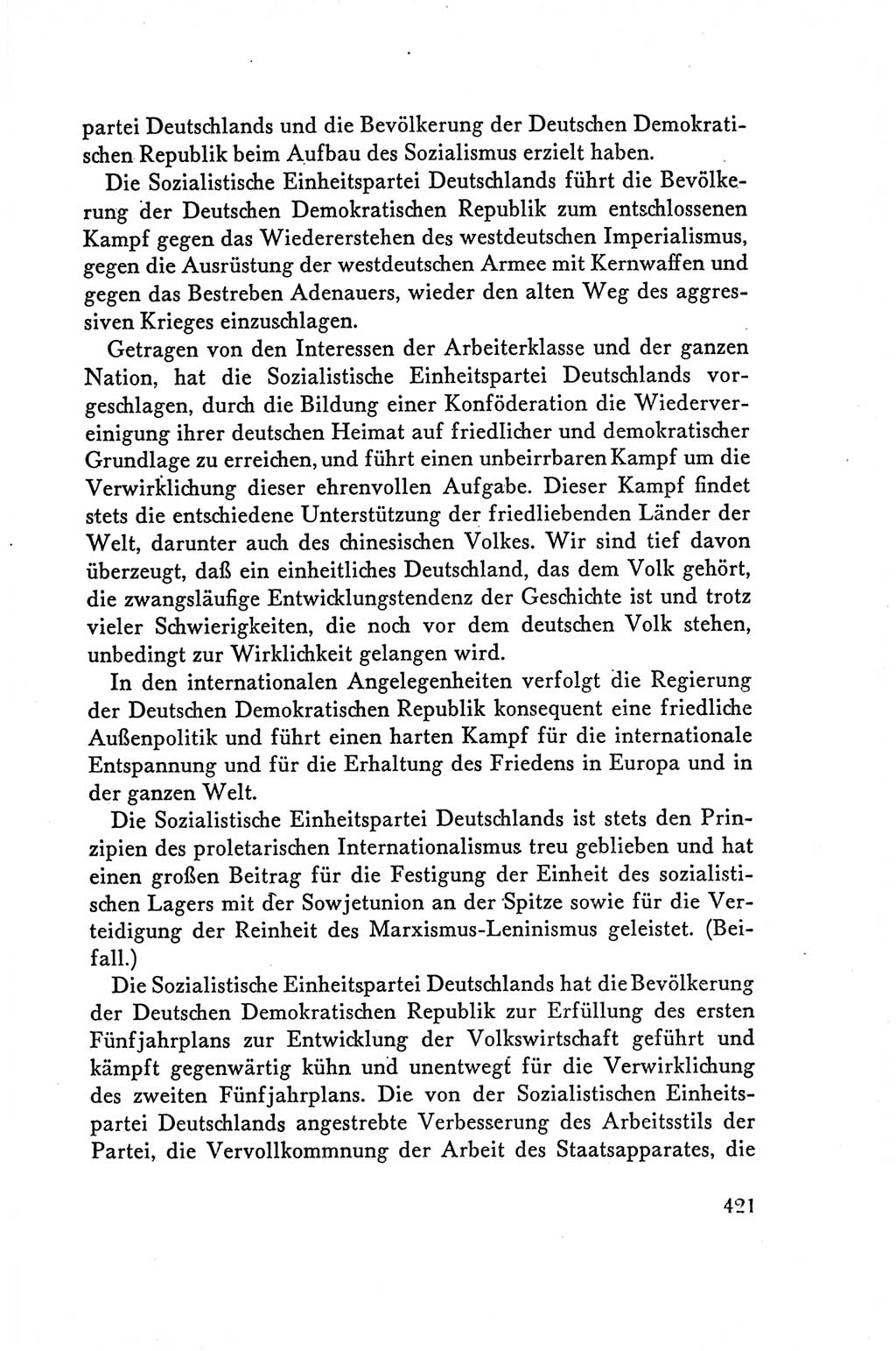 Protokoll der Verhandlungen des Ⅴ. Parteitages der Sozialistischen Einheitspartei Deutschlands (SED) [Deutsche Demokratische Republik (DDR)] 1958, Seite 421