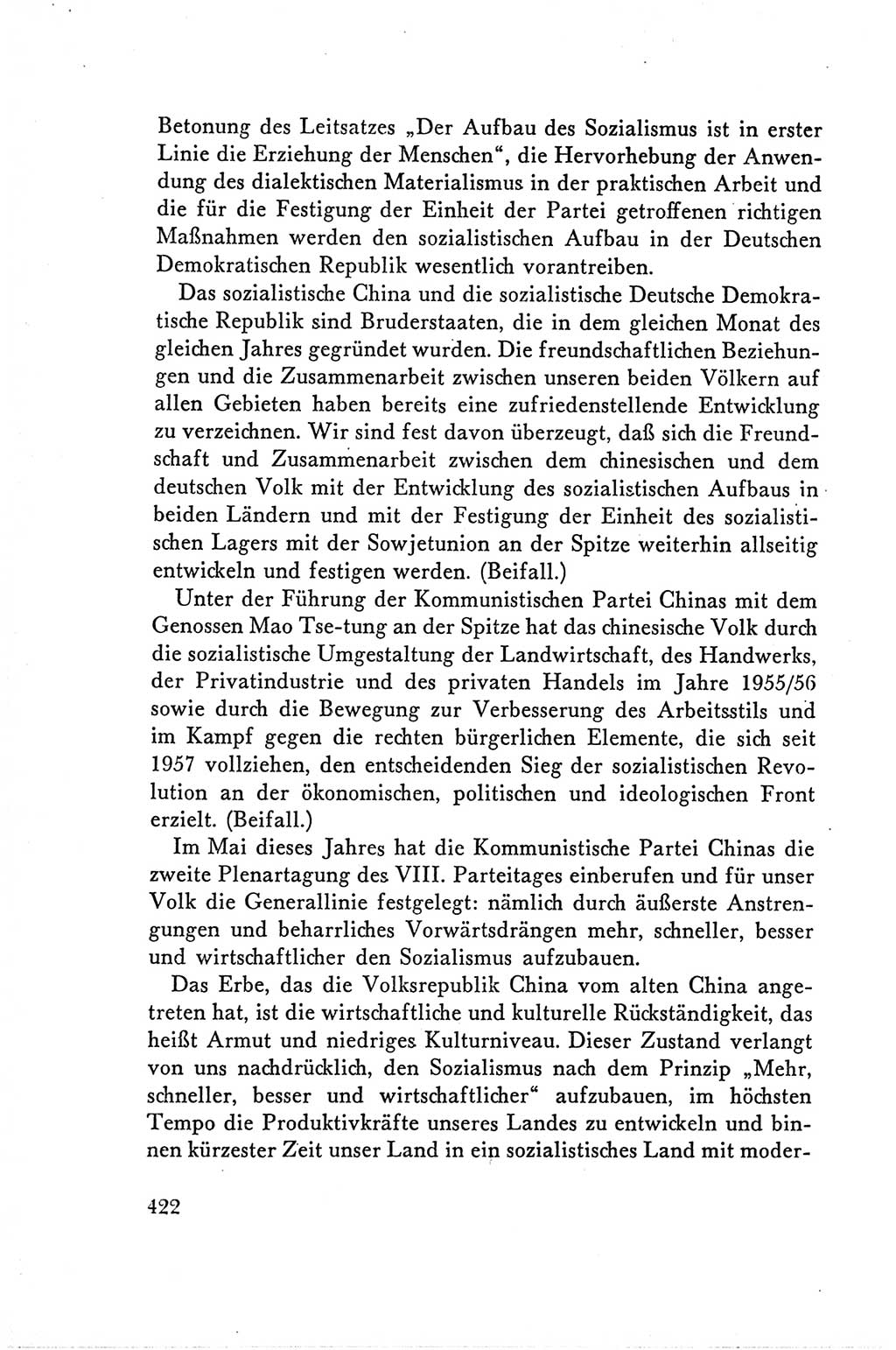 Protokoll der Verhandlungen des Ⅴ. Parteitages der Sozialistischen Einheitspartei Deutschlands (SED) [Deutsche Demokratische Republik (DDR)] 1958, Seite 422