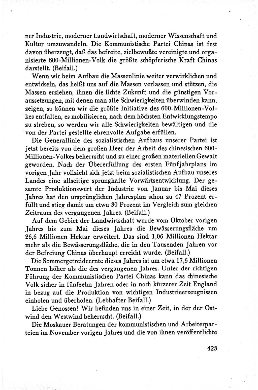 Protokoll der Verhandlungen des Ⅴ. Parteitages der Sozialistischen Einheitspartei Deutschlands (SED) [Deutsche Demokratische Republik (DDR)] 1958, Seite 423