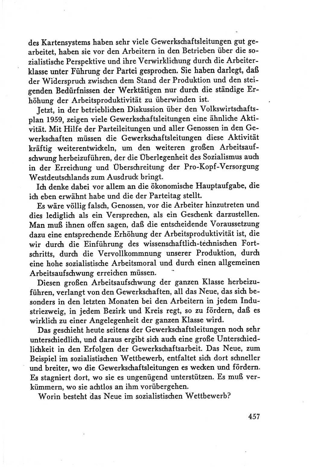 Protokoll der Verhandlungen des Ⅴ. Parteitages der Sozialistischen Einheitspartei Deutschlands (SED) [Deutsche Demokratische Republik (DDR)] 1958, Seite 457
