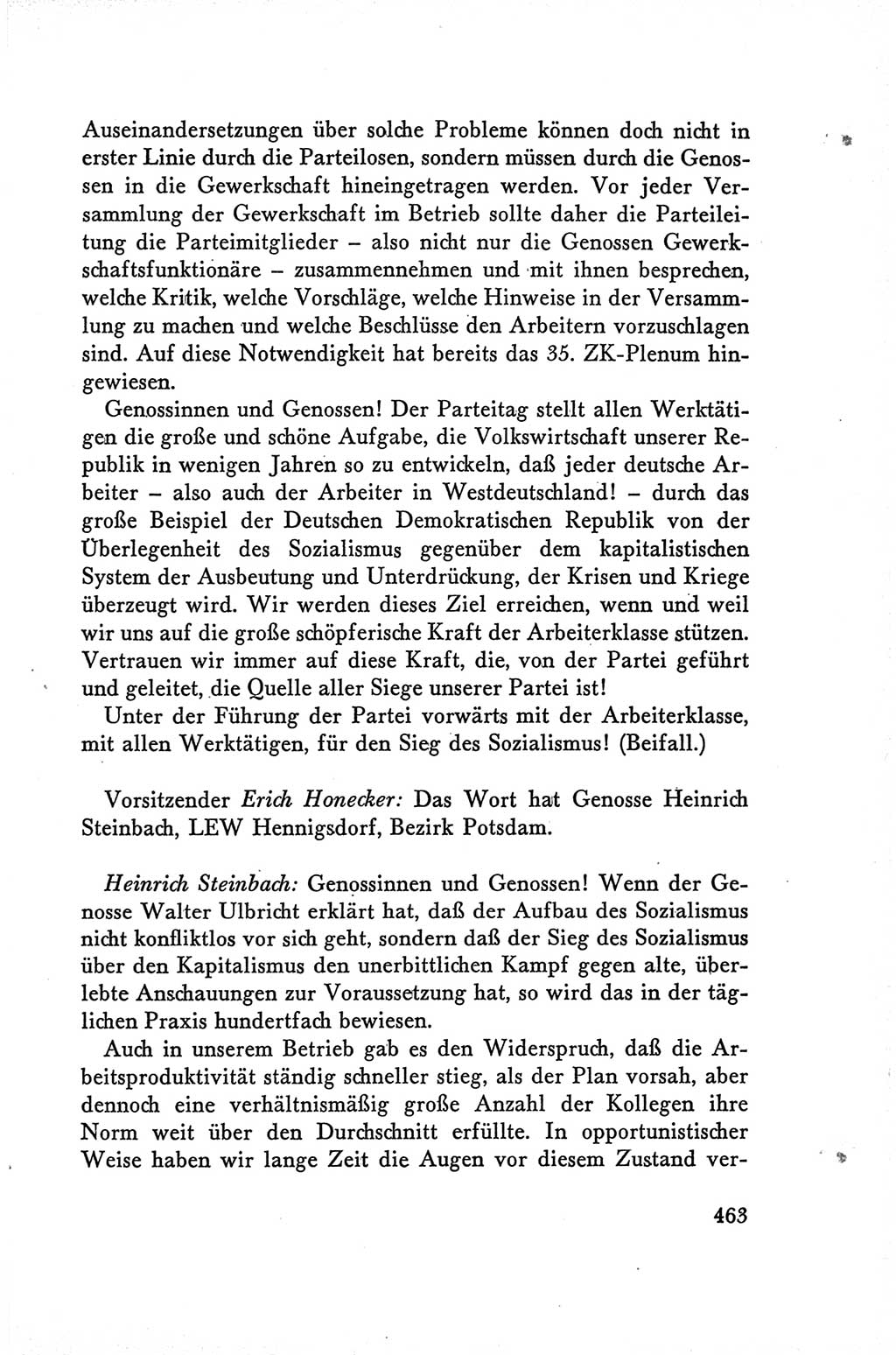 Protokoll der Verhandlungen des Ⅴ. Parteitages der Sozialistischen Einheitspartei Deutschlands (SED) [Deutsche Demokratische Republik (DDR)] 1958, Seite 463