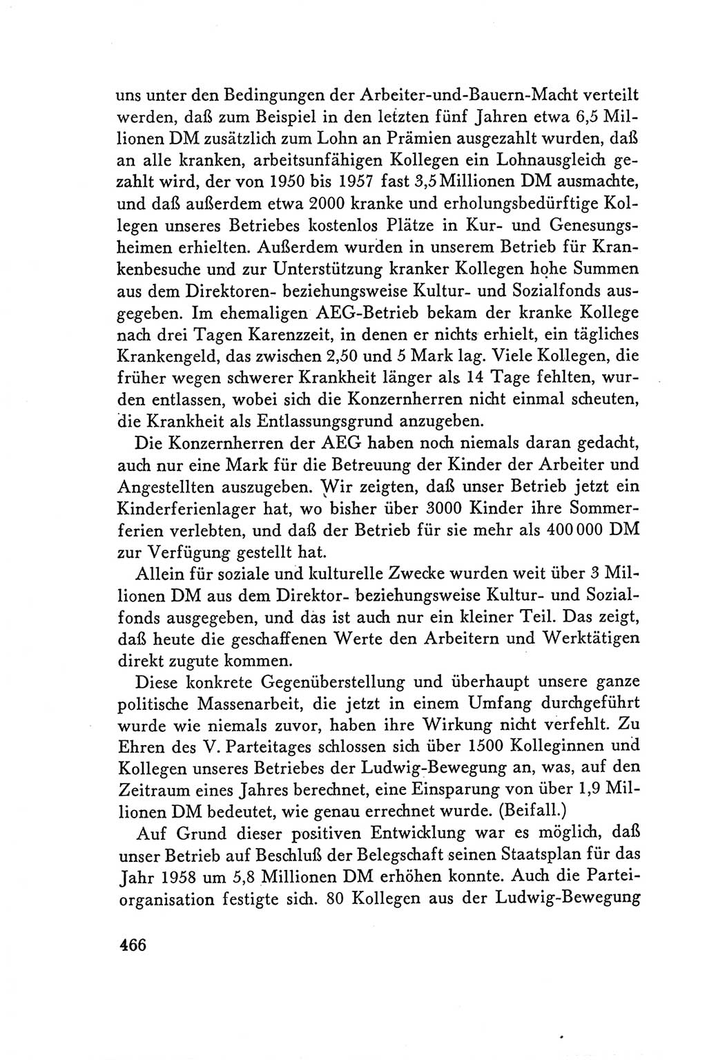 Protokoll der Verhandlungen des Ⅴ. Parteitages der Sozialistischen Einheitspartei Deutschlands (SED) [Deutsche Demokratische Republik (DDR)] 1958, Seite 466