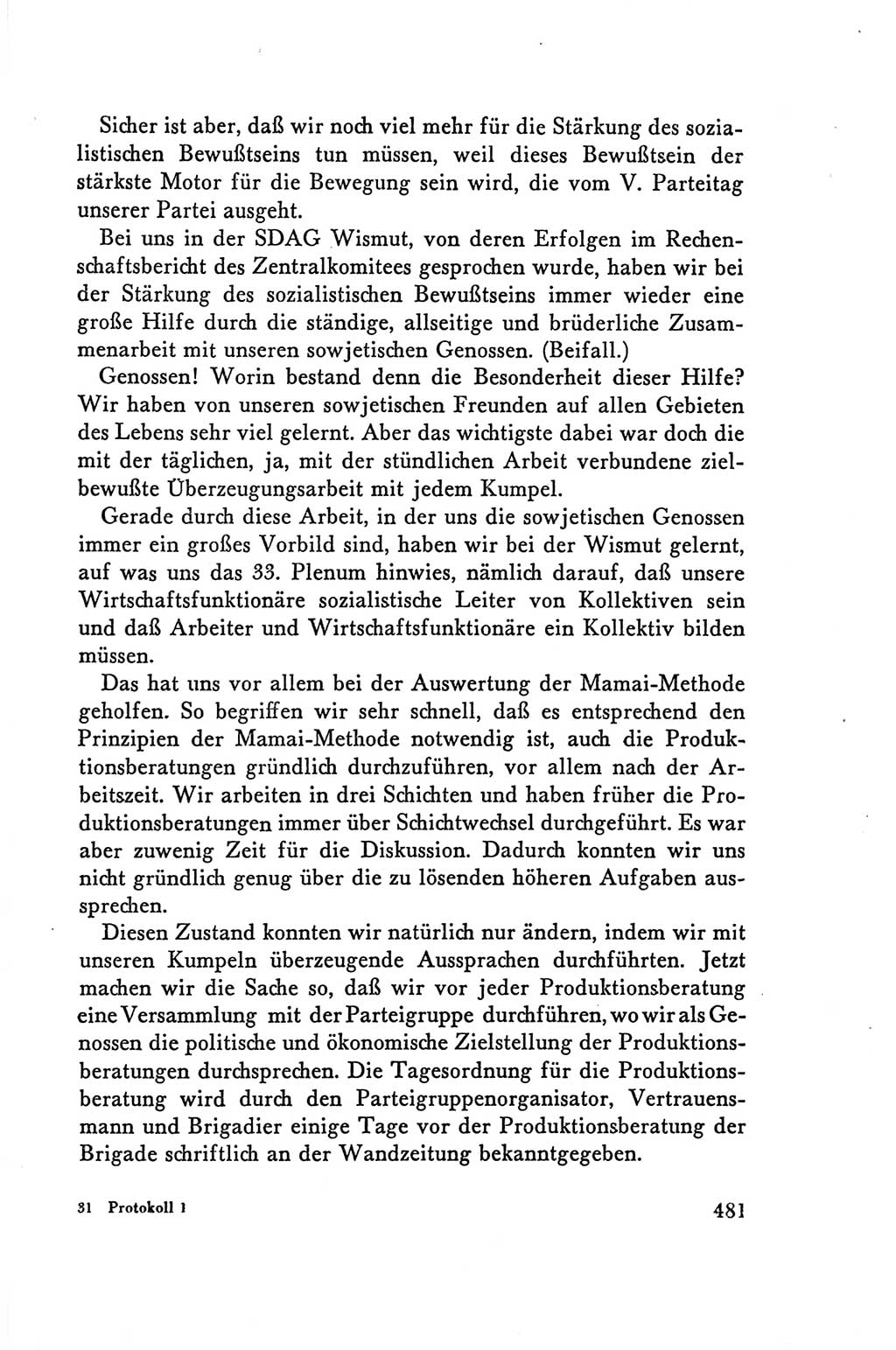 Protokoll der Verhandlungen des Ⅴ. Parteitages der Sozialistischen Einheitspartei Deutschlands (SED) [Deutsche Demokratische Republik (DDR)] 1958, Seite 481