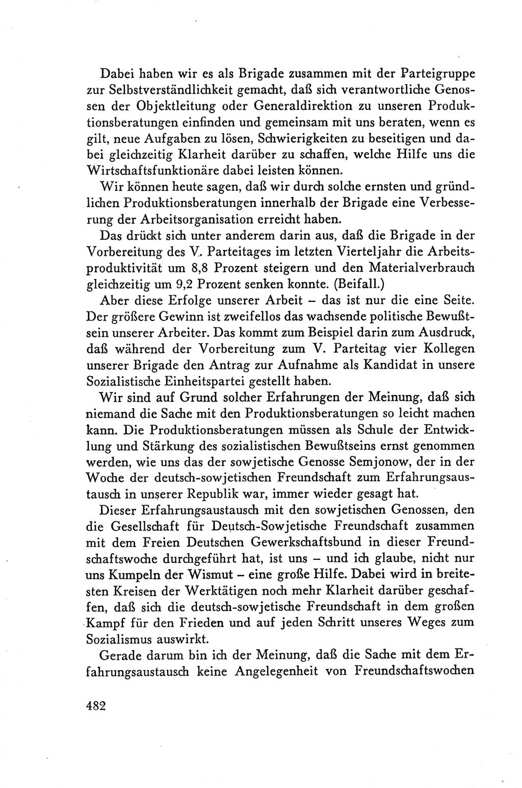 Protokoll der Verhandlungen des Ⅴ. Parteitages der Sozialistischen Einheitspartei Deutschlands (SED) [Deutsche Demokratische Republik (DDR)] 1958, Seite 482