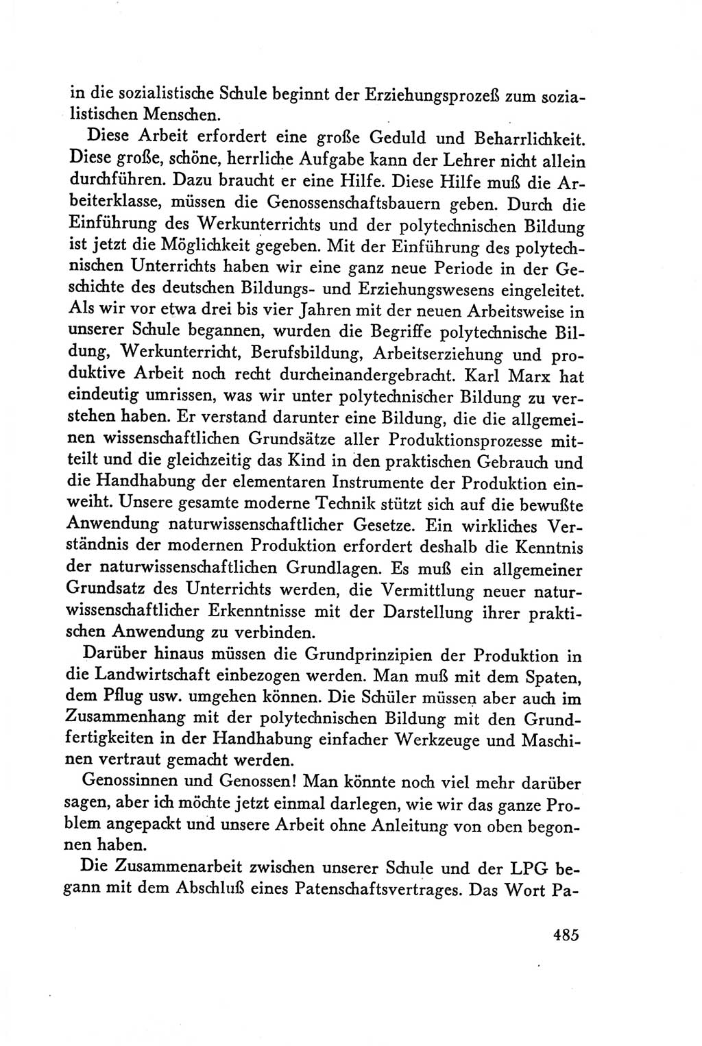 Protokoll der Verhandlungen des Ⅴ. Parteitages der Sozialistischen Einheitspartei Deutschlands (SED) [Deutsche Demokratische Republik (DDR)] 1958, Seite 485