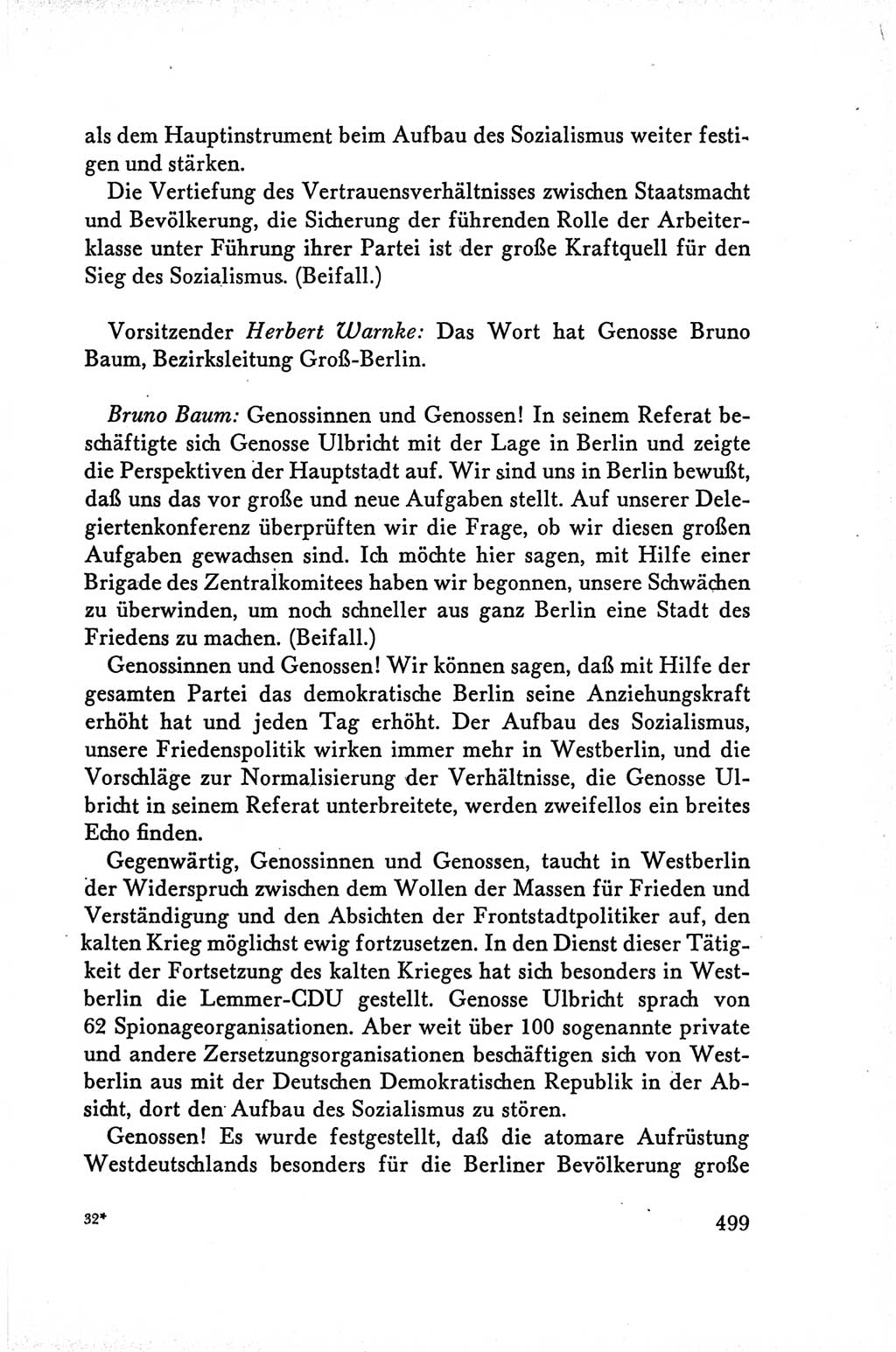 Protokoll der Verhandlungen des Ⅴ. Parteitages der Sozialistischen Einheitspartei Deutschlands (SED) [Deutsche Demokratische Republik (DDR)] 1958, Seite 499