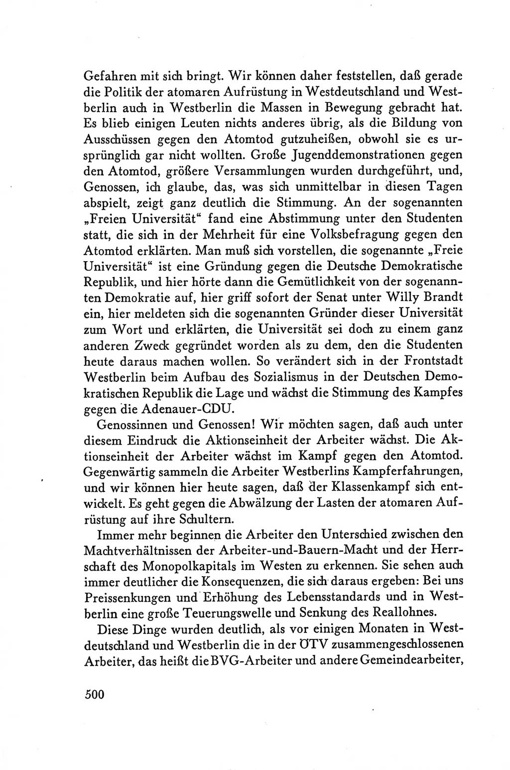 Protokoll der Verhandlungen des Ⅴ. Parteitages der Sozialistischen Einheitspartei Deutschlands (SED) [Deutsche Demokratische Republik (DDR)] 1958, Seite 500