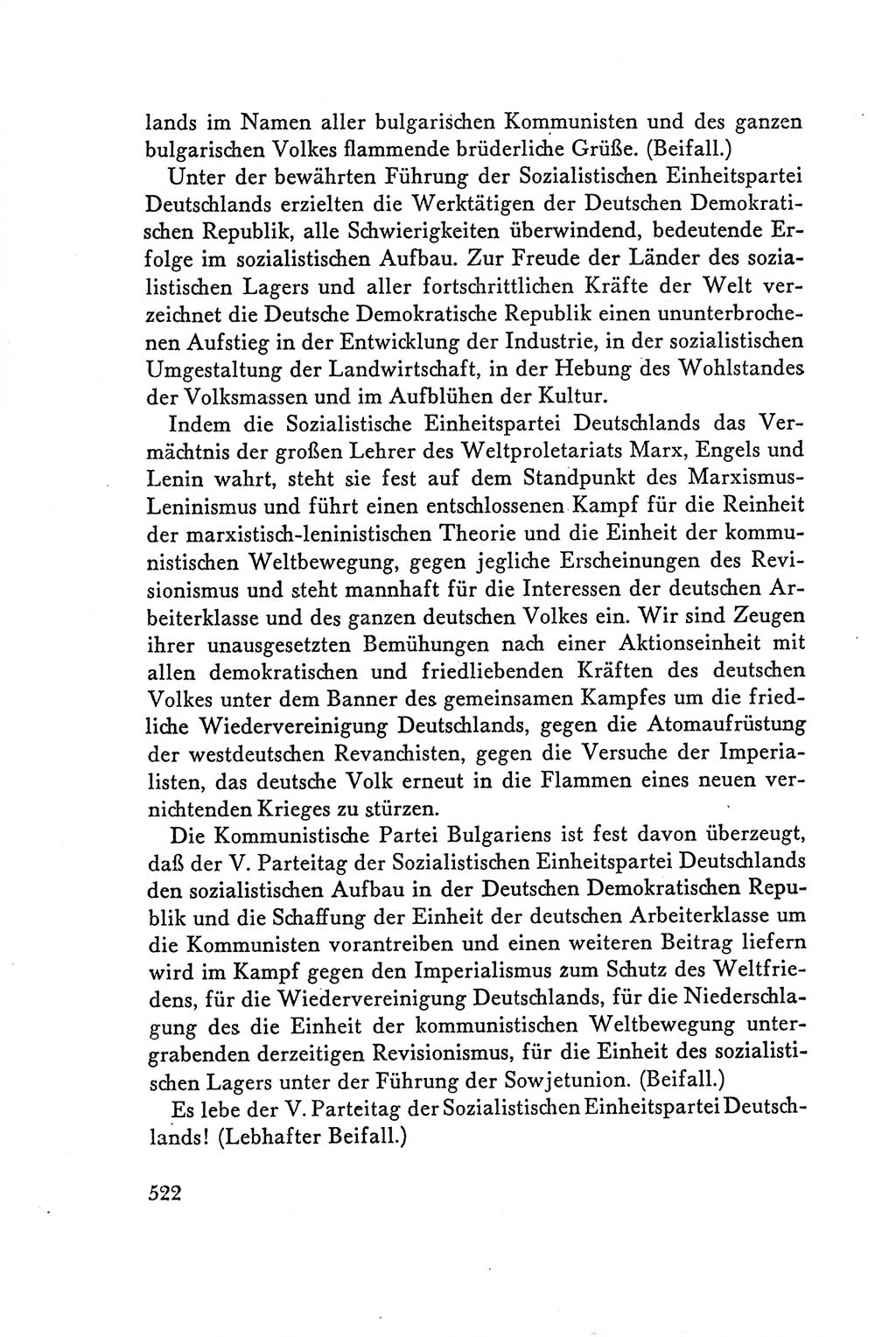 Protokoll der Verhandlungen des Ⅴ. Parteitages der Sozialistischen Einheitspartei Deutschlands (SED) [Deutsche Demokratische Republik (DDR)] 1958, Seite 522