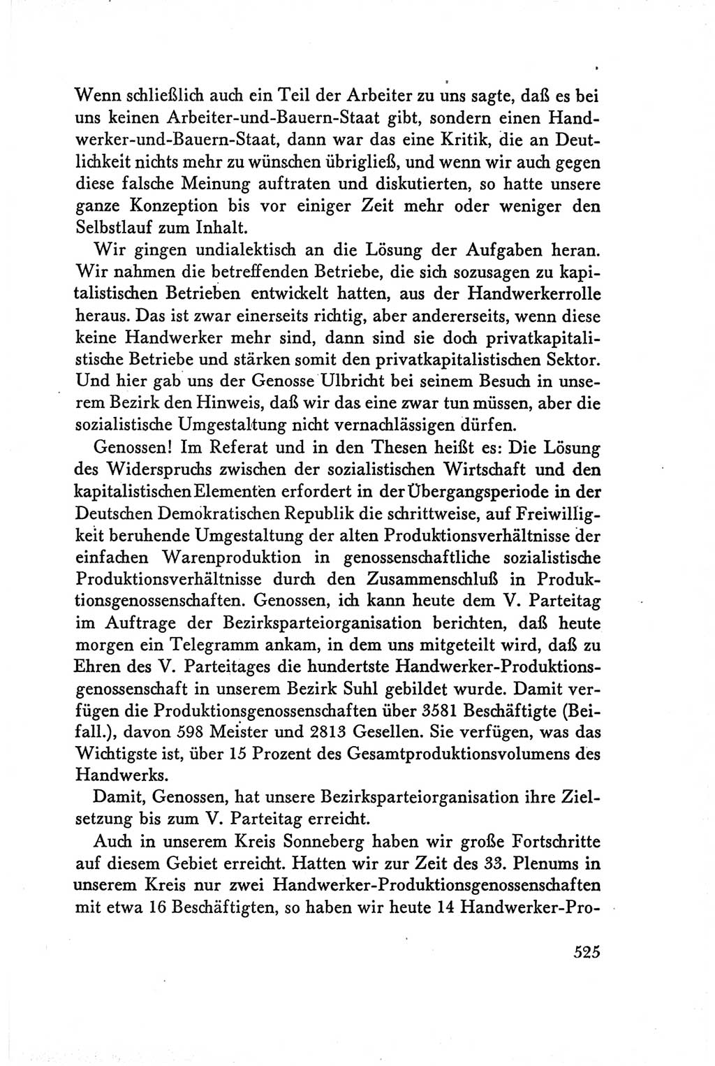 Protokoll der Verhandlungen des Ⅴ. Parteitages der Sozialistischen Einheitspartei Deutschlands (SED) [Deutsche Demokratische Republik (DDR)] 1958, Seite 525