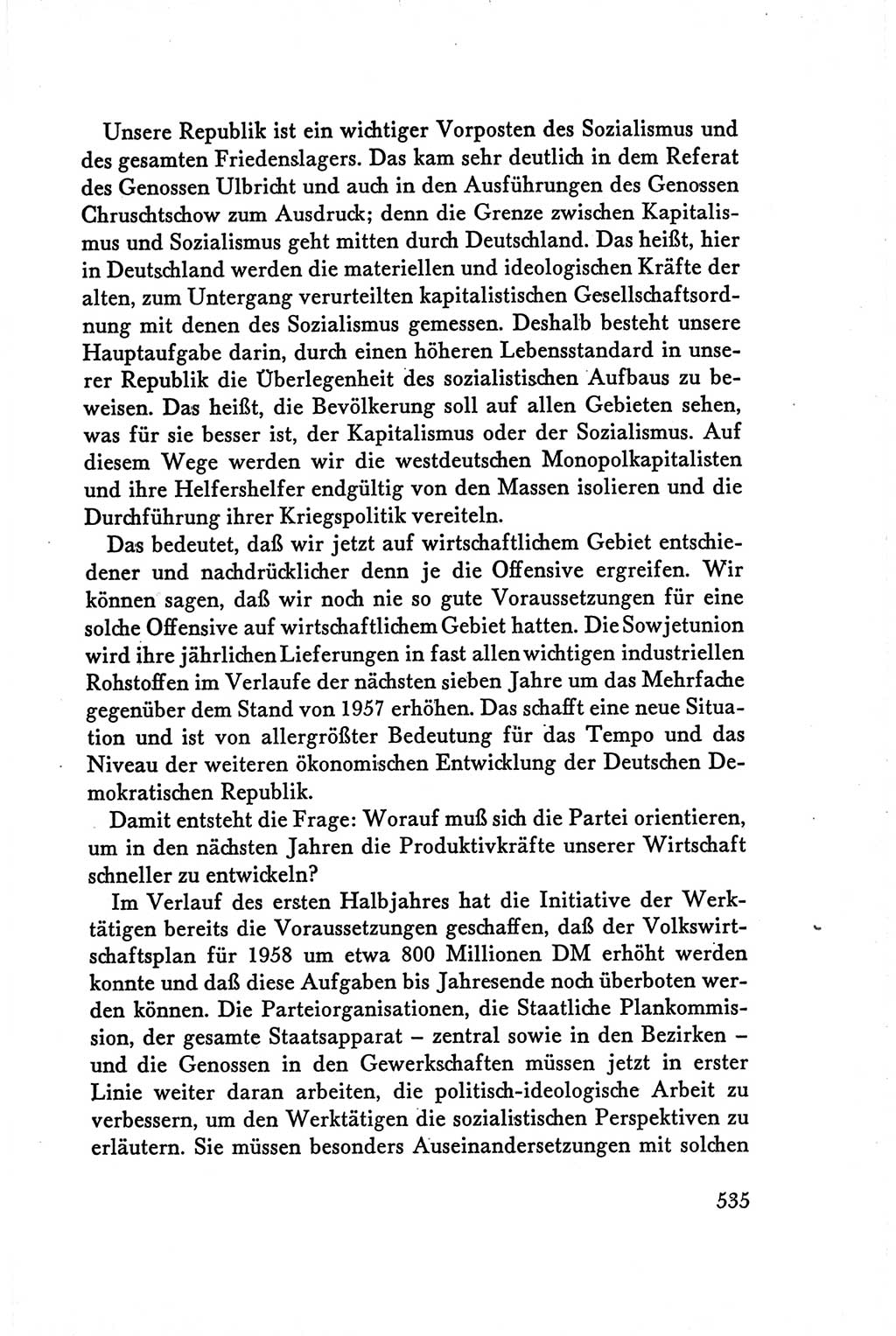 Protokoll der Verhandlungen des Ⅴ. Parteitages der Sozialistischen Einheitspartei Deutschlands (SED) [Deutsche Demokratische Republik (DDR)] 1958, Seite 535