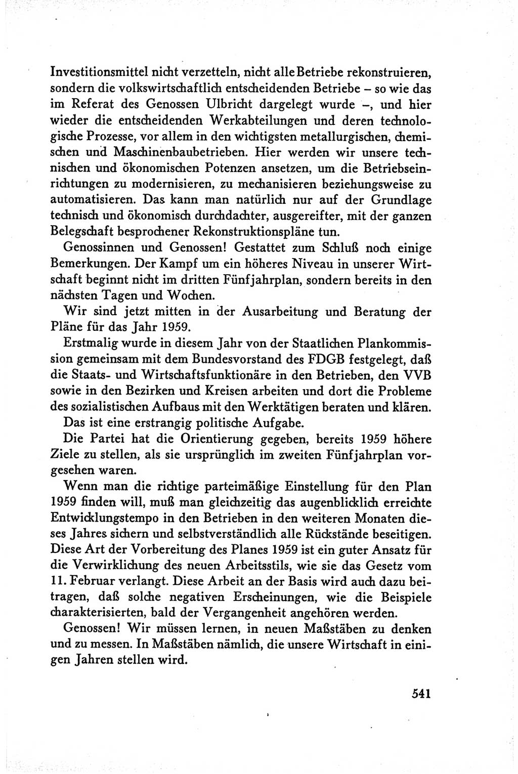 Protokoll der Verhandlungen des Ⅴ. Parteitages der Sozialistischen Einheitspartei Deutschlands (SED) [Deutsche Demokratische Republik (DDR)] 1958, Seite 541