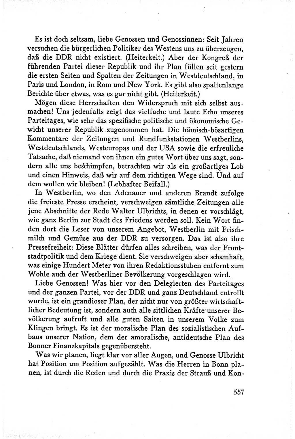 Protokoll der Verhandlungen des Ⅴ. Parteitages der Sozialistischen Einheitspartei Deutschlands (SED) [Deutsche Demokratische Republik (DDR)] 1958, Seite 557