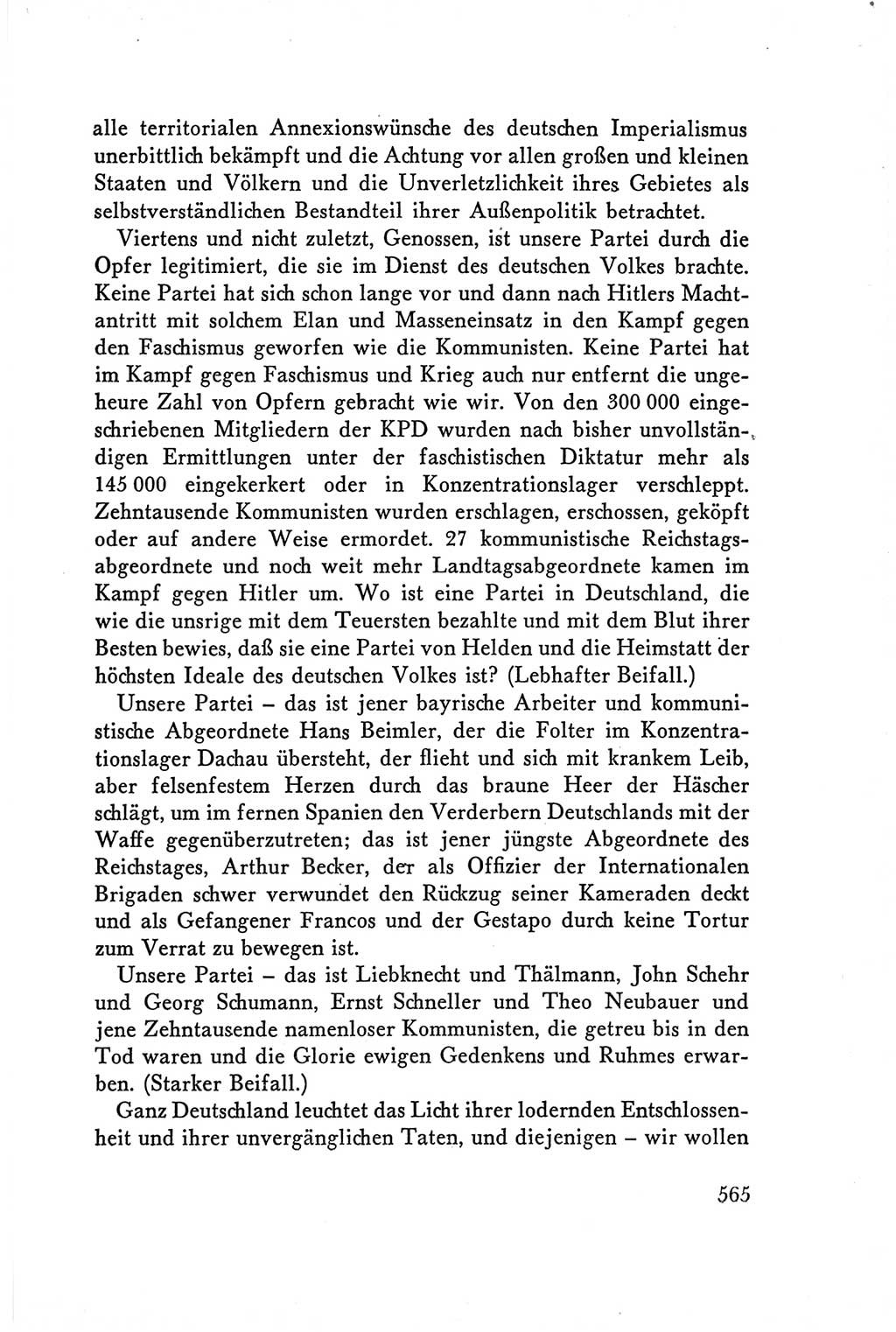 Protokoll der Verhandlungen des Ⅴ. Parteitages der Sozialistischen Einheitspartei Deutschlands (SED) [Deutsche Demokratische Republik (DDR)] 1958, Seite 565
