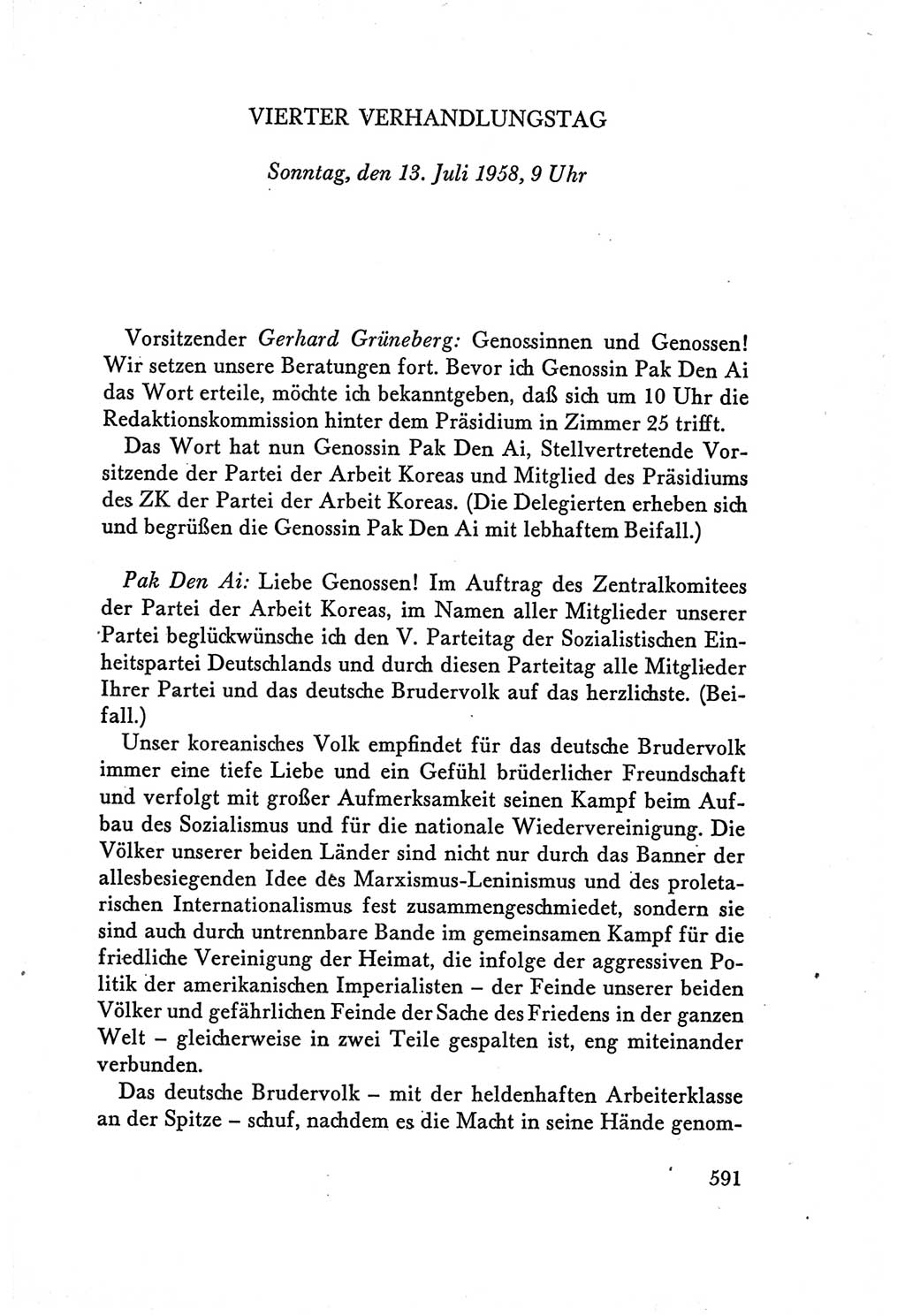 Protokoll der Verhandlungen des Ⅴ. Parteitages der Sozialistischen Einheitspartei Deutschlands (SED) [Deutsche Demokratische Republik (DDR)] 1958, Seite 591