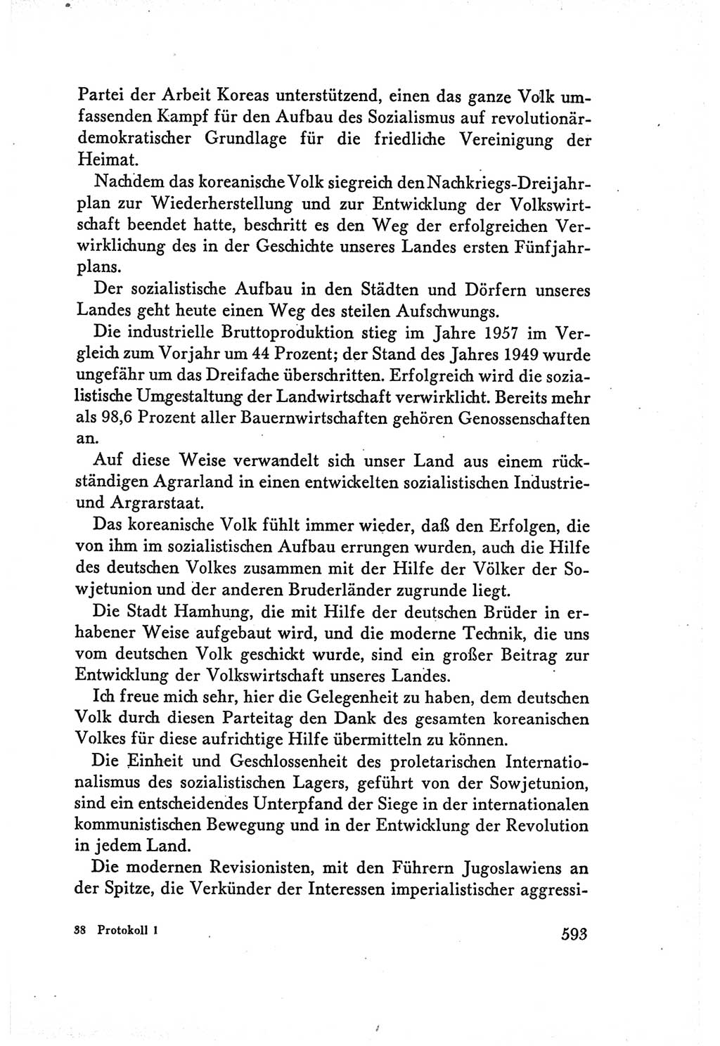 Protokoll der Verhandlungen des Ⅴ. Parteitages der Sozialistischen Einheitspartei Deutschlands (SED) [Deutsche Demokratische Republik (DDR)] 1958, Seite 593