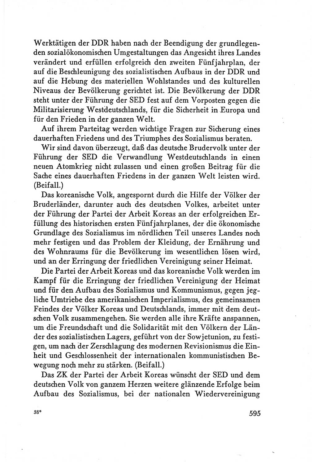 Protokoll der Verhandlungen des Ⅴ. Parteitages der Sozialistischen Einheitspartei Deutschlands (SED) [Deutsche Demokratische Republik (DDR)] 1958, Seite 595