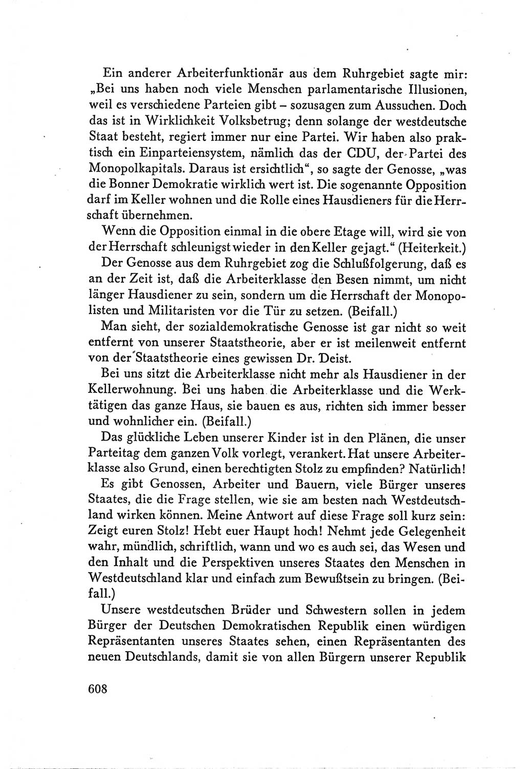 Protokoll der Verhandlungen des Ⅴ. Parteitages der Sozialistischen Einheitspartei Deutschlands (SED) [Deutsche Demokratische Republik (DDR)] 1958, Seite 608