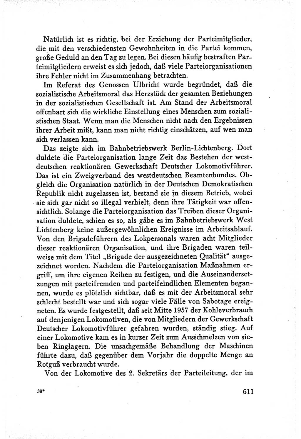 Protokoll der Verhandlungen des Ⅴ. Parteitages der Sozialistischen Einheitspartei Deutschlands (SED) [Deutsche Demokratische Republik (DDR)] 1958, Seite 611