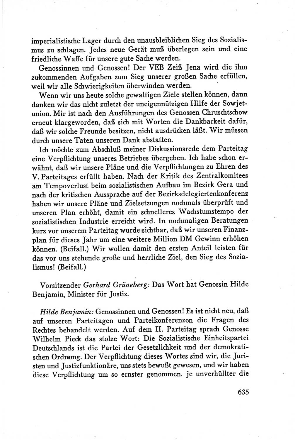 Protokoll der Verhandlungen des Ⅴ. Parteitages der Sozialistischen Einheitspartei Deutschlands (SED) [Deutsche Demokratische Republik (DDR)] 1958, Seite 635