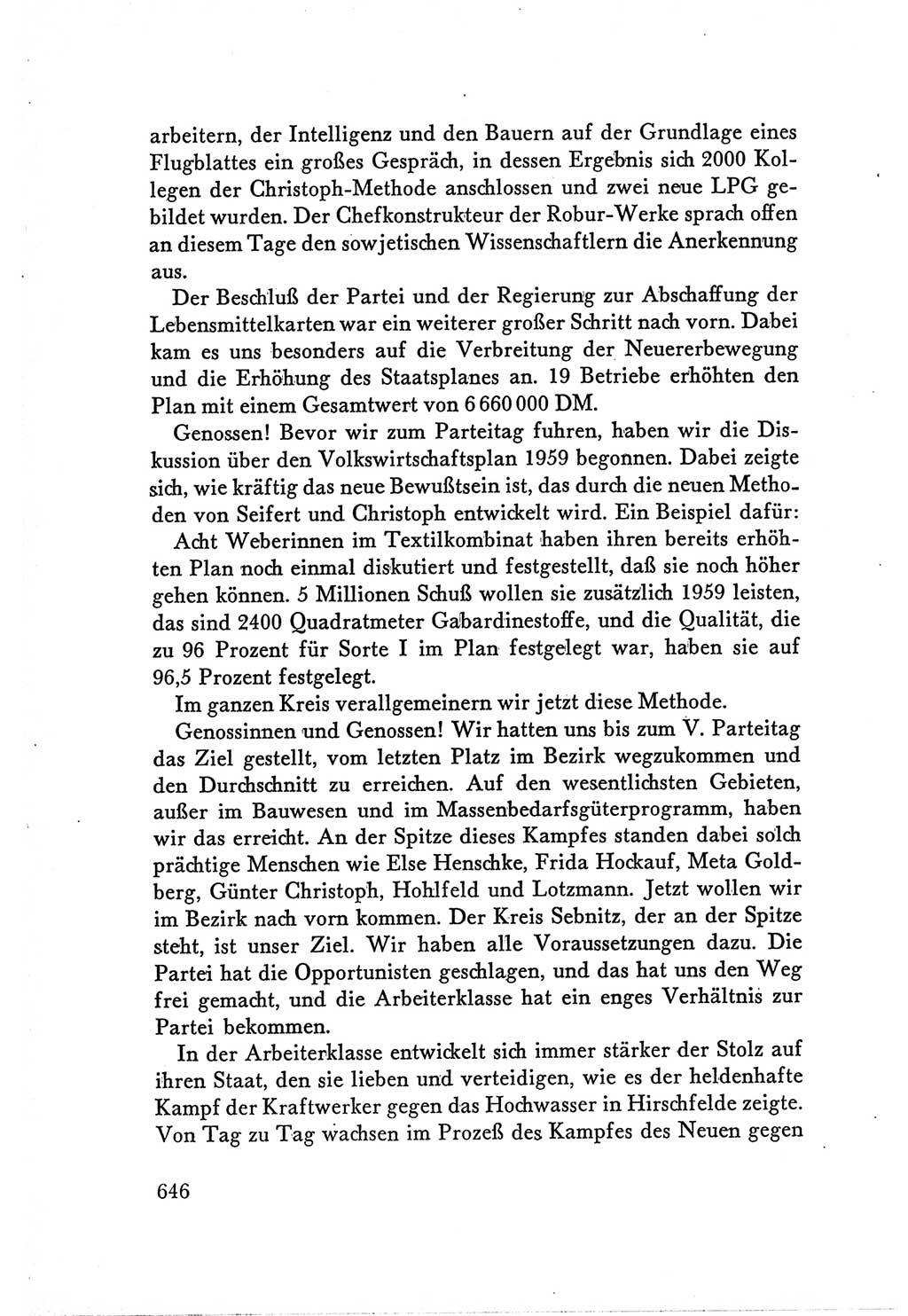 Protokoll der Verhandlungen des Ⅴ. Parteitages der Sozialistischen Einheitspartei Deutschlands (SED) [Deutsche Demokratische Republik (DDR)] 1958, Seite 646