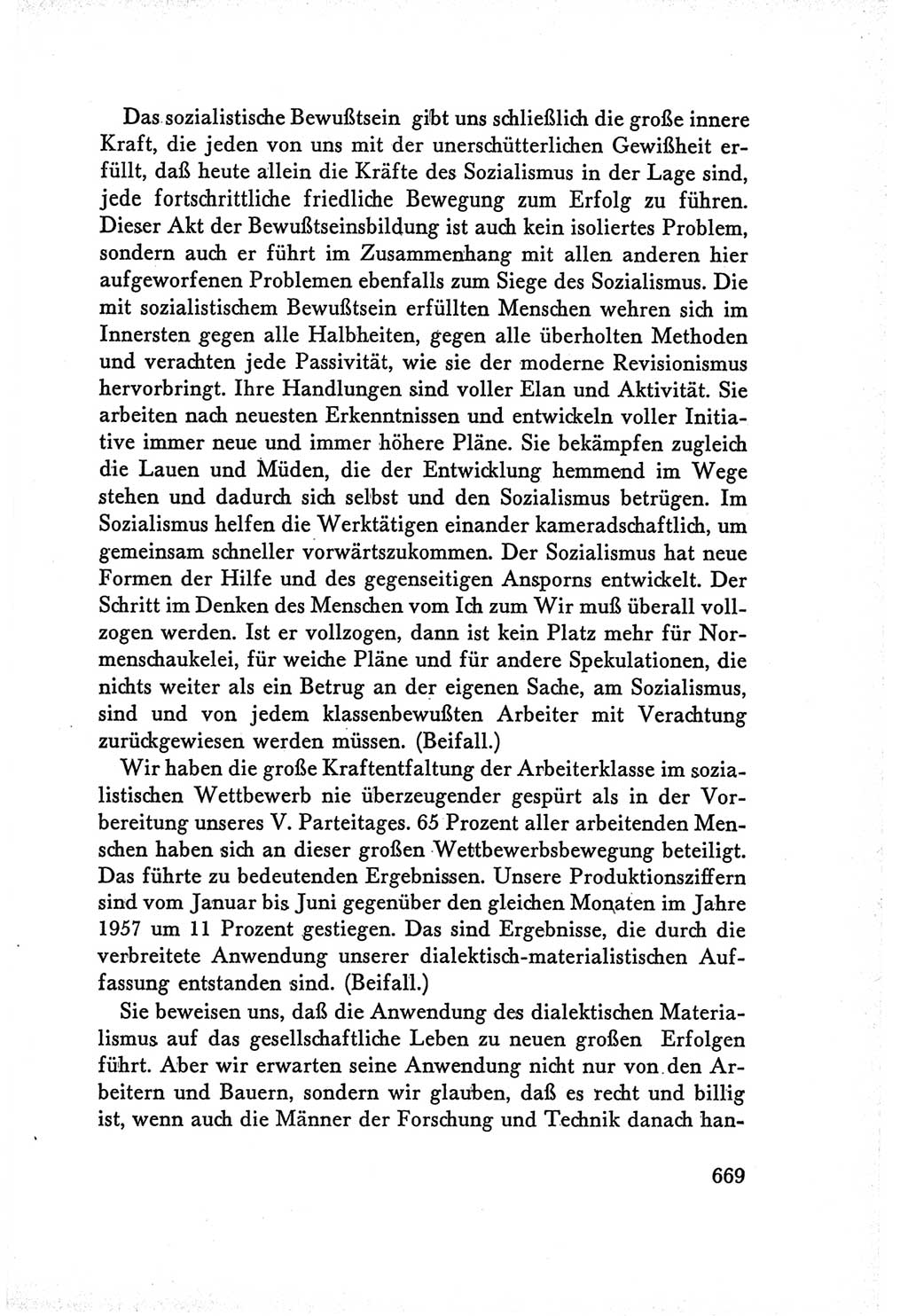 Protokoll der Verhandlungen des Ⅴ. Parteitages der Sozialistischen Einheitspartei Deutschlands (SED) [Deutsche Demokratische Republik (DDR)] 1958, Seite 669