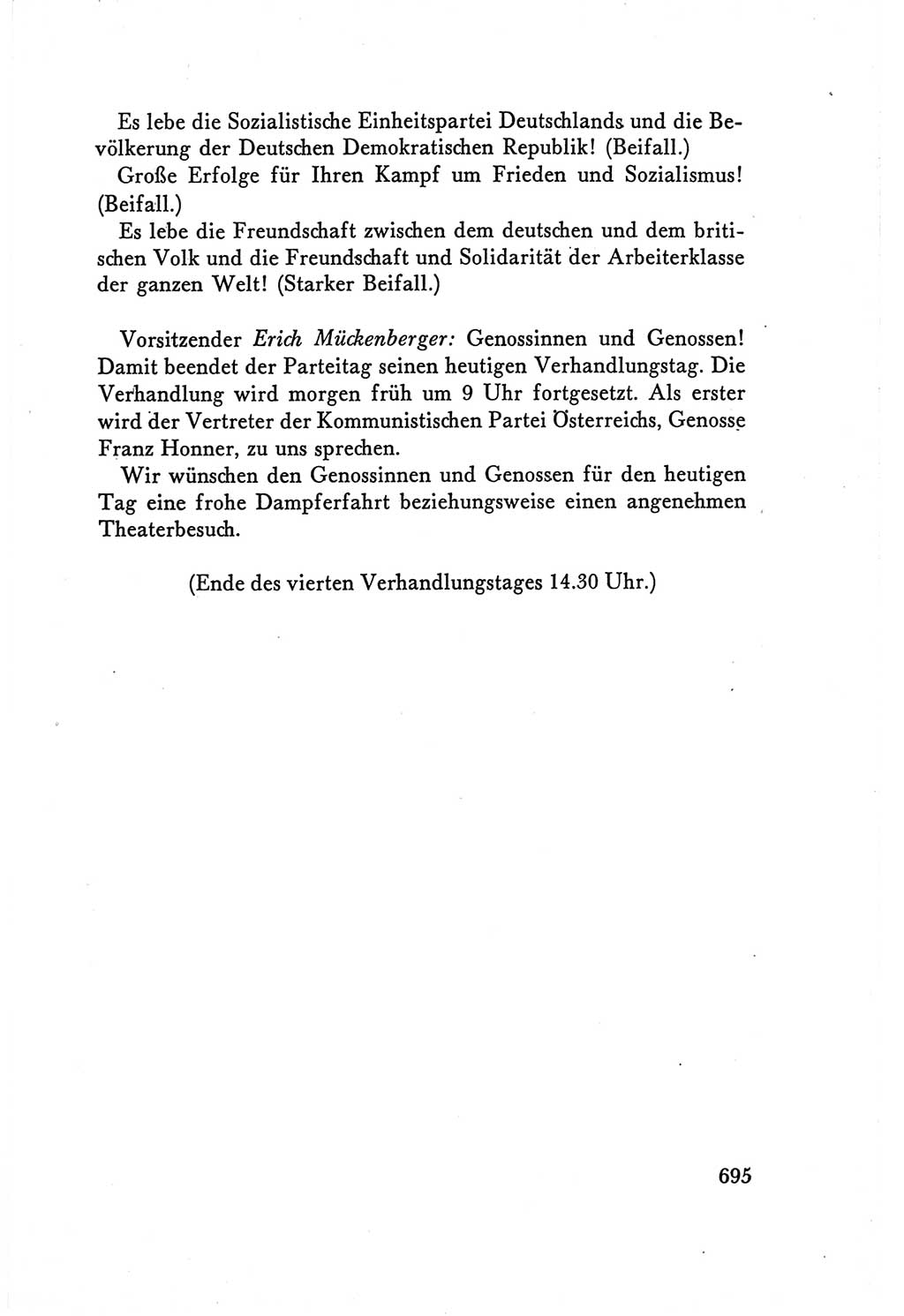 Protokoll der Verhandlungen des Ⅴ. Parteitages der Sozialistischen Einheitspartei Deutschlands (SED) [Deutsche Demokratische Republik (DDR)] 1958, Seite 695